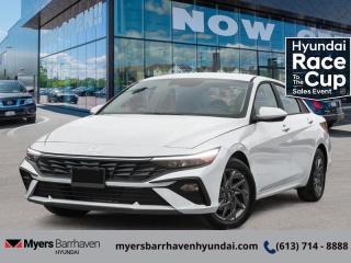 <b>Lane Keep Assist,  Heated Seats,  Android Auto,  Apple CarPlay,  Aluminum Wheels!</b><br> <br> <br> <br>  This 2024 Elantra is bringing the classic sedan back with bold, edgy, forward-thinking design. <br> <br>This 2024 Elantra was made to be the sharpest compact sedan on the road. With tons of technology packed into the spacious and comfortable interior, along with bold and edgy styling inside and out, this family sedan makes the unexpected your daily driver. <br> <br> This atlas white sedan  has an automatic transmission and is powered by a  147HP 2.0L 4 Cylinder Engine.<br> <br> Our Elantras trim level is Preferred IVT. This Preferred Elantra is a great choice if you want a more convenient car that comes with proximity keys that allow hands free cargo access, and a safer drive with blind spot and rear collision assist. This Elantra is also equipped with an advanced safety suite including lane keep assist, forward collision assist, driver monitoring, and automatic highbeams. The incredible feature list continues with heated power seats for comfort while voice activated, touch screen infotainment including wireless connectivity with Android Auto, Apple CarPlay, and Bluetooth keeps you connected. Aluminum wheels and gorgeous styling make sure you stand out in a crowd while heated power side mirrors, remote keyless entry, and a rear view camera make every day easier. This vehicle has been upgraded with the following features: Lane Keep Assist,  Heated Seats,  Android Auto,  Apple Carplay,  Aluminum Wheels,  Remote Keyless Entry,  Touch Screen. <br><br> <br/> See dealer for details. <br> <br><br> Come by and check out our fleet of 20+ used cars and trucks and 70+ new cars and trucks for sale in Ottawa.  o~o