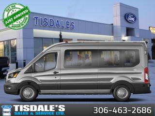 <b>Ford Co-Pilot360,  SYNC 3,  Remote Keyless Entry,  Lane Keep Assist,  Park Assist!</b><br> <br> Check out the large selection of pre-owned vehicles at Tisdales today!<br> <br>   Whether you move people, tools, product, or all of the above, this Ford Transit is the perfect van for getting the job done right. This  2023 Ford Transit Passenger Wagon is fresh on our lot in Kindersley. <br> <br>This Ford Transit Wagon is designed to maximize your efficiency while keeping all of your passengers extremely happy. Youll be impressed by how this Transit Passenger effortlessly glides down the road, in a way no truck-based van could hope to match. Its more like a family sedan than a full-size rig. With maximum cargo and passenger options, this Transit is sure to impress even the toughest of critic!This  van has 30,500 kms. Its  ingot silver in colour  . It has an automatic transmission and is powered by a  310HP 3.5L V6 Cylinder Engine. <br> <br> Our Transit Passenger Wagons trim level is XLT. This Ford Transit Passenger Wagon comes very well equipped with large door openings to make loading passengers and oversized cargo a breeze. Upgrading to this XLT trim is a great choice as you will get Ford Co-Pilot360 featuring lane keep assist, automatic emergency braking, cross-traffic alert, rear park assist with a new side sensing system, rubberized floor covering to easily keep the interior clean, a body-coloured front bumper with an enhanced chrome front grille, a multi-function display screen with SYNC 3, streaming audio and hands free phone connectivity, FordPass Connect 4G hotspot capability and front fog lights. Additional features include premium seat material, cruise control, a rear view camera to assist when backing up in tight parking spots, remote keyless entry, air conditioning to keep your passengers cool and much more. This vehicle has been upgraded with the following features: Ford Co-pilot360,  Sync 3,  Remote Keyless Entry,  Lane Keep Assist,  Park Assist,  Streaming Audio,  4g Lte. <br> To view the original window sticker for this vehicle view this <a href=http://www.windowsticker.forddirect.com/windowsticker.pdf?vin=1FBAX9CG5PKB24975 target=_blank>http://www.windowsticker.forddirect.com/windowsticker.pdf?vin=1FBAX9CG5PKB24975</a>. <br/><br> <br>To apply right now for financing use this link : <a href=http://www.tisdales.com/shopping-tools/apply-for-credit.html target=_blank>http://www.tisdales.com/shopping-tools/apply-for-credit.html</a><br><br> <br/><br>Tisdales is not your standard dealership. Sales consultants are available to discuss what vehicle would best suit the customer and their lifestyle, and if a certain vehicle isnt readily available on the lot, one will be brought in.<br> Come by and check out our fleet of 20+ used cars and trucks and 70+ new cars and trucks for sale in Kindersley.  o~o