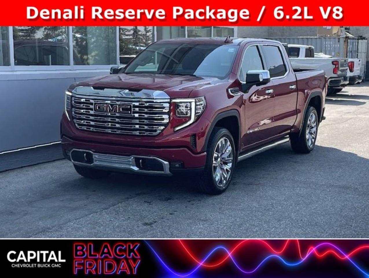 Accessories include: Tonneau Cover and Paint Protection Film.This GMC Sierra 1500 delivers a Gas V8 6.2L/376 engine powering this Automatic transmission. ENGINE, 6.2L ECOTEC3 V8 (420 hp [313 kW] @ 5600 rpm, 460 lb-ft of torque [624 Nm] @ 4100 rpm); featuring Dynamic Fuel Management, Wireless, Apple CarPlay / Wireless Android Auto, Wireless charging.*This GMC Sierra 1500 Comes Equipped with These Options *Wipers, front rain-sensing, Windows, power rear, express down, Windows, power front, drivers express up/down, Window, power, rear sliding with rear defogger, Window, power front, passenger express up/down, Wi-Fi Hotspot capable (Terms and limitations apply. See onstar.ca or dealer for details.), Wheels, 20 x 9 (50.8 cm x 22.9 cm) multi-dimensional polished aluminum, Wheelhouse liners, rear (Deleted with (PCP) Denali CarbonPro Edition.), Wheel, 17 x 8 (43.2 cm x 20.3 cm) full-size, steel spare, USB Ports, 2, Charge/Data ports located inside centre console.*Stop By Today *For a must-own GMC Sierra 1500 come see us at Capital Chevrolet Buick GMC Inc., 13103 Lake Fraser Drive SE, Calgary, AB T2J 3H5. Just minutes away!