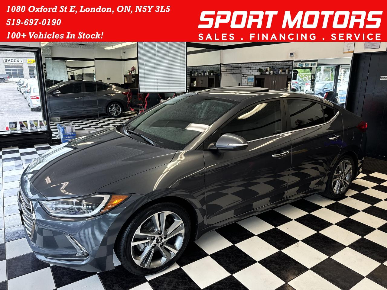 2017 Hyundai Elantra LIMITED+GPS+Sunroof+HeatedLeather+Camera+BlindSpot