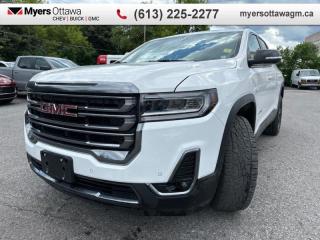 <b>CERTIFIED </b><br>   Compare at $47193 - Myers Cadillac is just $45818! <br> <br>JUST IN- 2023 ACADIA AT4 AWD- WHITE ON BLACK, SIX PASSENGER SEATING, DRIVER ALERT PACKAGE II, SKYSCAPE(R) DUAL PANEL SUNROOF, REMOTE VEHICLE START,  ALL WHEEL DRIVE, ADVANCED TWIN-CLUTCH AWD SYSTEM, JET BLACK PERFORATED LEATHER APPOINTED SEATS WITH KALAHARI ACCENTS, GMC PRO SAFETY PLUS: *AUTOMATIC EMERGENCY BRAKING *INTELLIBEAM, AUTO HIGH BEAM *FRONT AND REAR PARK ASSIST *FOLLOWING DISTANCE INDICATOR *FORWARD COLLISION ALERT *LANE KEEP ASSIST W/ LANE DEPARTURE WARNING *FRONT PEDESTRIAN BRAKING, FRONT & REAR PARK ASSIST, BOSE(R) SPEAKER SYSTEM,  HD REAR VISION CAMERA, DRIVER CONVENIENCE PACKAGE, CERTIFIEDM ONE OWNER, CLEAN CARFAX<br> <br>To apply right now for financing use this link : <a href=https://creditonline.dealertrack.ca/Web/Default.aspx?Token=b35bf617-8dfe-4a3a-b6ae-b4e858efb71d&Lang=en target=_blank>https://creditonline.dealertrack.ca/Web/Default.aspx?Token=b35bf617-8dfe-4a3a-b6ae-b4e858efb71d&Lang=en</a><br><br> <br/><br>All prices include Admin fee and Etching Registration, applicable Taxes and licensing fees are extra.<br>*LIFETIME ENGINE TRANSMISSION WARRANTY NOT AVAILABLE ON VEHICLES WITH KMS EXCEEDING 140,000KM, VEHICLES 8 YEARS & OLDER, OR HIGHLINE BRAND VEHICLE(eg. BMW, INFINITI. CADILLAC, LEXUS...)<br> Come by and check out our fleet of 30+ used cars and trucks and 180+ new cars and trucks for sale in Ottawa.  o~o