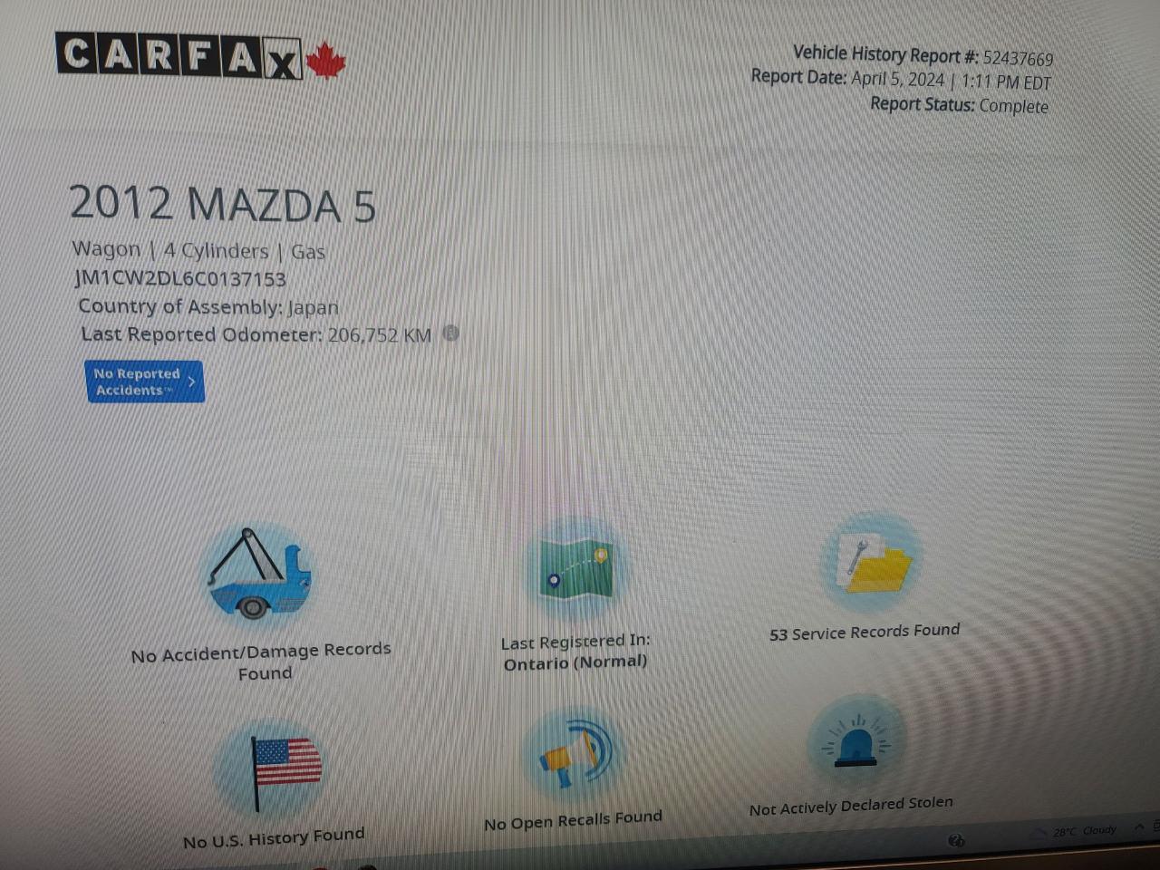 2012 Mazda MAZDA5 GT, AUTO, ACCIDENT FREE, POWER GROUP, A/C, 208KM - Photo #17