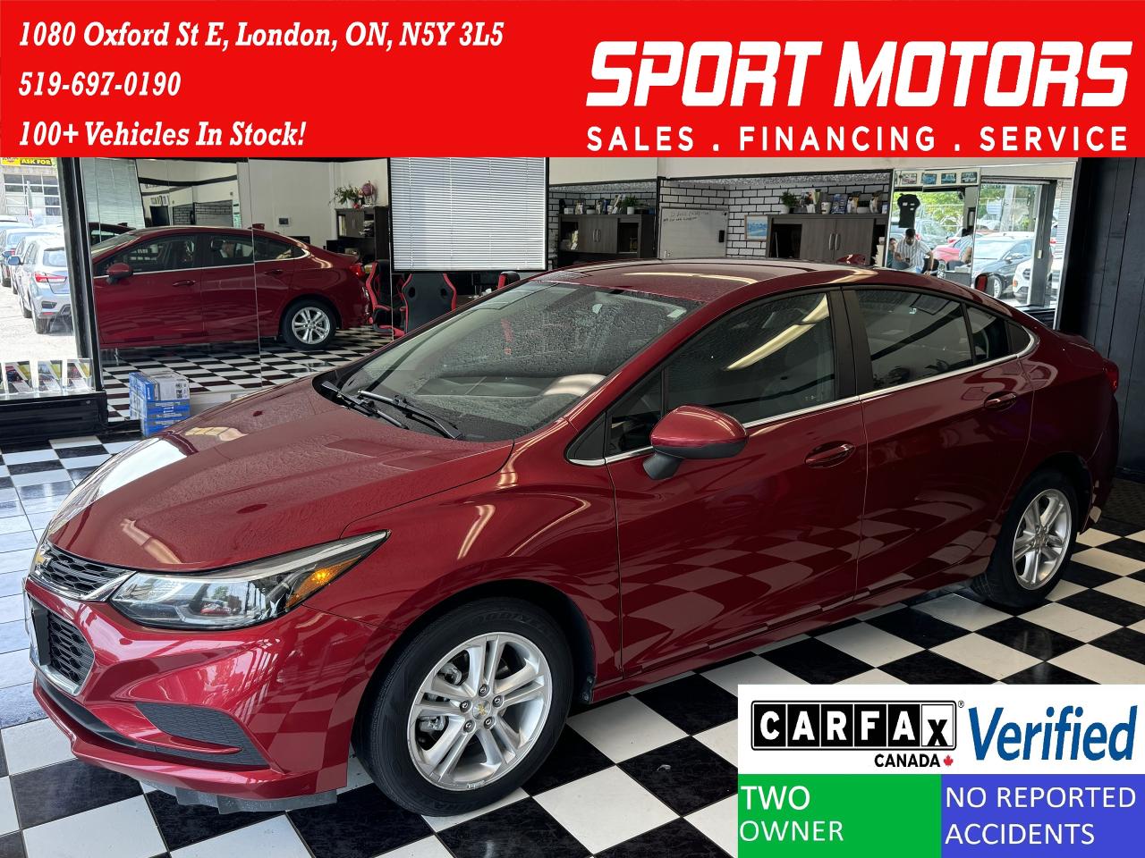 Used 2017 Chevrolet Cruze LT+Camera+Remote Start+ApplePlay+CLEAN CARFAX for sale in London, ON