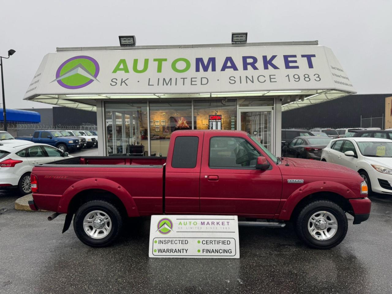 CALL OR TEXT KARL @ 6-0-4-2-5-0-8-6-4-6 FOR INFO & TO CONFIRM WHICH LOCATION.<br /><br />SUPER CLEAN RANGER WITH ONLY 104,000 KMS. POWER GROUP WITH NEW TIRES. THE BRAKES ARE IN GREAT SHAPE TOO, IT NEEDS NOTHING. STOP BY AND CHECK OUT BC'S LARGEST COLLECTION OF FORD RANGERS!! 15 IN STOCK TO PICK FROM! <br /><br />2 LOCATIONS TO SERVE YOU, BE SURE TO CALL FIRST TO CONFIRM WHERE THE VEHICLE IS.<br /><br />We are a family owned and operated business for 40 years. Since 1983 we have been committed to offering outstanding vehicles backed by exceptional customer service, now and in the future. Whatever your specific needs may be, we will custom tailor your purchase exactly how you want or need it to be. All you have to do is give us a call and we will happily walk you through all the steps with no stress and no pressure.<br /><br />                                            WE ARE THE HOUSE OF YES!<br /><br />ADDITIONAL BENEFITS WHEN BUYING FROM SK AUTOMARKET:<br /><br />-ON SITE FINANCING THROUGH OUR 17 AFFILIATED BANKS AND VEHICLE                                                                                                                      FINANCE COMPANIES.<br />-IN HOUSE LEASE TO OWN PROGRAM.<br />-EVERY VEHICLE HAS UNDERGONE A 120 POINT COMPREHENSIVE INSPECTION.<br />-EVERY PURCHASE INCLUDES A FREE POWERTRAIN WARRANTY.<br />-EVERY VEHICLE INCLUDES A COMPLIMENTARY BCAA MEMBERSHIP FOR YOUR SECURITY.<br />-EVERY VEHICLE INCLUDES A CARFAX AND ICBC DAMAGE REPORT.<br />-EVERY VEHICLE IS GUARANTEED LIEN FREE.<br />-DISCOUNTED RATES ON PARTS AND SERVICE FOR YOUR NEW CAR AND ANY OTHER   FAMILY CARS THAT NEED WORK NOW AND IN THE FUTURE.<br />-40 YEARS IN THE VEHICLE SALES INDUSTRY.<br />-A+++ MEMBER OF THE BETTER BUSINESS BUREAU.<br />-RATED TOP DEALER BY CARGURUS 5 YEARS IN A ROW<br />-MEMBER IN GOOD STANDING WITH THE VEHICLE SALES AUTHORITY OF BRITISH   COLUMBIA.<br />-MEMBER OF THE AUTOMOTIVE RETAILERS ASSOCIATION.<br />-COMMITTED CONTRIBUTOR TO OUR LOCAL COMMUNITY AND THE RESIDENTS OF BC.<br /> $495 Documentation fee and applicable taxes are in addition to advertised prices.<br />LANGLEY LOCATION DEALER# 40038<br />S. SURREY LOCATION DEALER #9987<br />