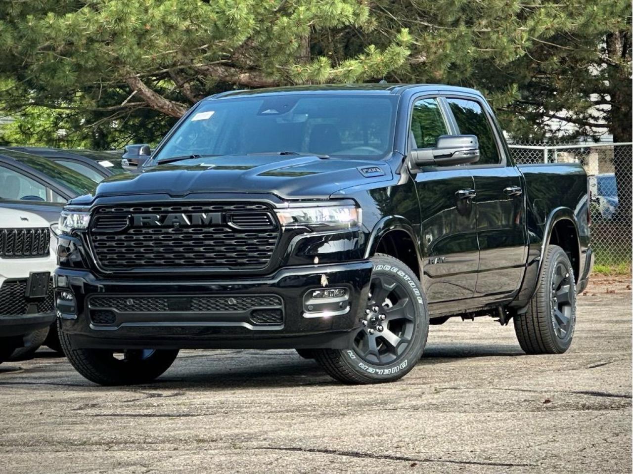 Dealer installed Spray in bedliner additional $799   Tough and powerful, our New 2025 RAM 1500 Big Horn Crew Cab 4X4 Night Edition with the Level 2 Pack is built for bold challenges in Diamond Black Crystal Pearl! Motivated by a 3.6 Litre Pentastar V6 supplying 305hp to an 8 Speed Automatic transmission for robust real-world towing and hauling. Responsive handling inspires confidence in this Four Wheel Drive truck, which scores approximately 9.8L/100km on the highway. Our RAM also rides with dynamic details like LED lighting, fog lamps, a Class IV receiver hitch, bold fender flares, alloy wheels, and a mighty RAM grille. Level 2 upgrades include multifunction mirrors and bed-mounted outlets powered by a 400W inverter.  Our Big Horn cabin is built for comfortable capability with our Level 2 Pack. It adds heated cloth front seats, eight-way power for the driver, a heated leather steering wheel, dual-zone automatic climate control, power-adjustable pedals, a power rear window, a 12-inch touchscreen, a 7-inch driver display, full-color navigation, WiFi compatibility, nine-speaker audio. Apple CarPlay®, Android Auto®, Bluetooth®, and voice control enhance infotainment even further.  RAM raises the bar for intelligent safety by supplying front/rear automatic braking, blind-spot monitoring, adaptive cruise control, lane-keeping assistance, a rearview camera, hill start assistance, trailer sway damping, and more. Committed to truck leadership, our 1500 Big Horn is a compelling choice! Save this Page and Call for Availability. We Know You Will Enjoy Your Test Drive Towards Ownership!