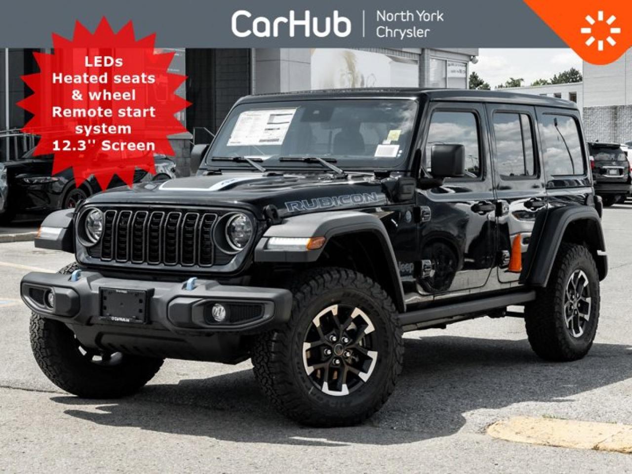 
This Jeep Wrangler 4xe boasts a Intercooled Turbo Gas/Electric I-4 2.0 L/122 engine powering this Automatic transmission. Transmission: 8-Speed Torqueflite Auto PHEV (STD). Our advertised prices are for consumers (i.e. end users) only.

 

This Jeep Wrangler 4xe Comes Equipped with These Options
 Black $195 Convenience Group $1,295 (Incl. Heated steering wheel, Front heated seats, Remote start system). Safety Group $1,095 (Incl. Automatic high--beam headlamp control, Park--Sense Rear Park Assist System, Blind--Spot Monitoring and Rear Cross--Path Detection). Sky One--Touch power top $4,495 (Incl. Rear glass quarter panel storage bag, Easy--to--remove rear glass quarter panels, Rear window defroster, Rear window wiper with washer). Forward Collision Warning Plus with Active Braking Adaptive Cruise Control with Stop ParkView Rear Back--Up Camera Class II hitch receiver Uconnect 5W with 12.3--inch display
Regenerative 4--wheel anti--lock disc brakes, Battery charge indicator, Electronic Stability Control, 4-- and 7--pin wiring harness, 4 auxiliary switches, Off--Road Plus mode, Corning Gorilla glass, Rear seat reminder alert, Power heated exterior mirrors, Automatic headlamps, Remote proximity keyless entry, Security alarm, Transmission skid plate, Fuel tank skid plate shield, Transfer case skid plate shield, Torx tool kit for top and door removal, SiriusXM w/ 360L on--demand content, Media hub with USB port and auxiliary input jack, 8--speaker sound system with overhead sound bar, Google Android Auto/Apple CarPlay capable, Off--Road Information Pages, Steering wheel--mounted audio controls, Dual--zone A/C with automatic temperature control, Selectable tire fill alert, 115--volt auxiliary power outlet, LED taillamps, LED fog lamps, LED reflector headlamps, Daytime running lights with LED accents, A/C power panel inverter (PHEV), EV/PHEV Vehicle to Load.



 

Drop in today and have a look!



 

The best selection of new Chrysler, Dodge, Jeep and Ram at CarHub.



 

Drive Happy with CarHub

*** All-inclusive, upfront prices -- no haggling, negotiations, pressure, or games

 

*** Purchase or lease a vehicle and receive a $1000 CarHub Rewards card for service.

 

*** All available manufacturer rebates have been applied and included in our new vehicle sale price

 

*** Purchase this vehicle fully online on CarHub websites

 

Transparency Statement

Online prices and payments are for finance purchases -- please note there is a $750 finance/lease fee. Cash purchases for used vehicles have a $2,200 surcharge (the finance price + $2,200), however cash purchases for new vehicles only have tax and licensing extra -- no surcharge. NEW vehicles priced at over $100,000 including add-ons or accessories are subject to the additional federal luxury tax. While every effort is taken to avoid errors, technical or human error can occur, so please confirm vehicle features, options, materials, and other specs with your CarHub representative. This can easily be done by calling us or by visiting us at the dealership. CarHub used vehicles come standard with 1 key. If we receive more than one key from the previous owner, we include them with the vehicle. Additional keys may be purchased at the time of sale. Ask your Product Advisor for more details. Payments are only estimates derived from a standard term/rate on approved credit. Terms, rates and payments may vary. Prices, rates and payments are subject to change without notice. Please see our website for more details.
