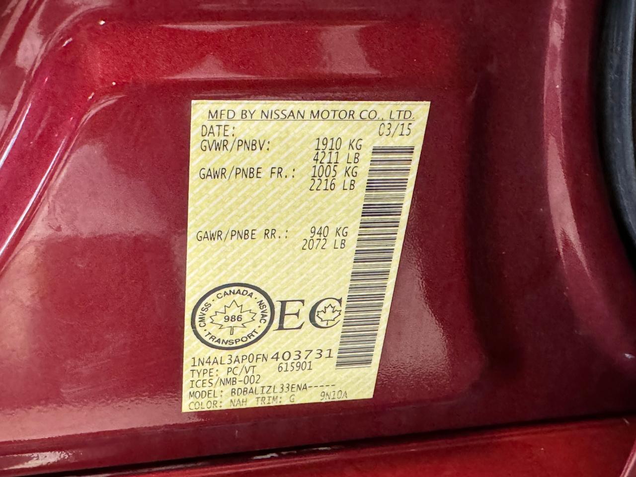 2015 Nissan Altima SV+New Tires+Brakes+Camera+Roof+Tinted+CleanCarfax Photo91