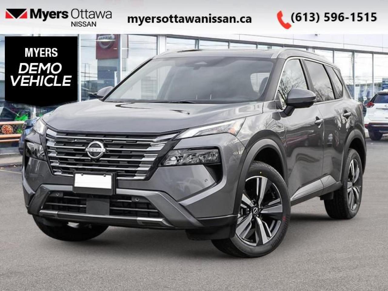 <b>Leather Seats,  Navigation,  360 Camera,  Moonroof,  Power Liftgate!</b><br> <br> <br> <br>  This 2024 Rogue aims to exhilarate the soul and satisfy the need for a dependable family hauler. <br> <br>Nissan was out for more than designing a good crossover in this 2024 Rogue. They were designing an experience. Whether your adventure takes you on a winding mountain path or finding the secrets within the city limits, this Rogue is up for it all. Spirited and refined with space for all your cargo and the biggest personalities, this Rogue is an easy choice for your next family vehicle.<br> <br> This gun metallic SUV  has an automatic transmission and is powered by a  201HP 1.5L 3 Cylinder Engine.<br> <br> Our Rogues trim level is SL. Stepping up to this Rogue SL rewards you with 19-inch alloy wheels, leather upholstery, heated rear seats, a power moonroof, a power liftgate for rear cargo access, adaptive cruise control and ProPilot Assist. Also standard include heated front heats, a heated leather steering wheel, mobile hotspot internet access, proximity key with remote engine start, dual-zone climate control, and a 12.3-inch infotainment screen with NissanConnect, Apple CarPlay, and Android Auto. Safety features also include HD Enhanced Intelligent Around View Monitoring, lane departure warning, blind spot detection, front and rear collision mitigation, and rear parking sensors. This vehicle has been upgraded with the following features: Leather Seats,  Navigation,  360 Camera,  Moonroof,  Power Liftgate,  Adaptive Cruise Control,  Alloy Wheels.  This is a demonstrator vehicle driven by a member of our staff and has just 2935 kms.<br><br> <br>To apply right now for financing use this link : <a href=https://www.myersottawanissan.ca/finance target=_blank>https://www.myersottawanissan.ca/finance</a><br><br> <br/>    4.49% financing for 84 months. <br> Payments from <b>$651.71</b> monthly with $0 down for 84 months @ 4.49% APR O.A.C. ( Plus applicable taxes -  $621 Administration fee included. Licensing not included.    ).  Incentives expire 2025-01-31.  See dealer for details. <br> <br> <br>LEASING:<br><br>Estimated Lease Payment: $731/m <br>Payment based on 8.19% lease financing for 60 months with $0 down payment on approved credit. Total obligation $43,873. Mileage allowance of 16,000 KM/year. Offer expires 2025-01-31.<br><br><br><br> Come by and check out our fleet of 20+ used cars and trucks and 60+ new cars and trucks for sale in Ottawa.  o~o