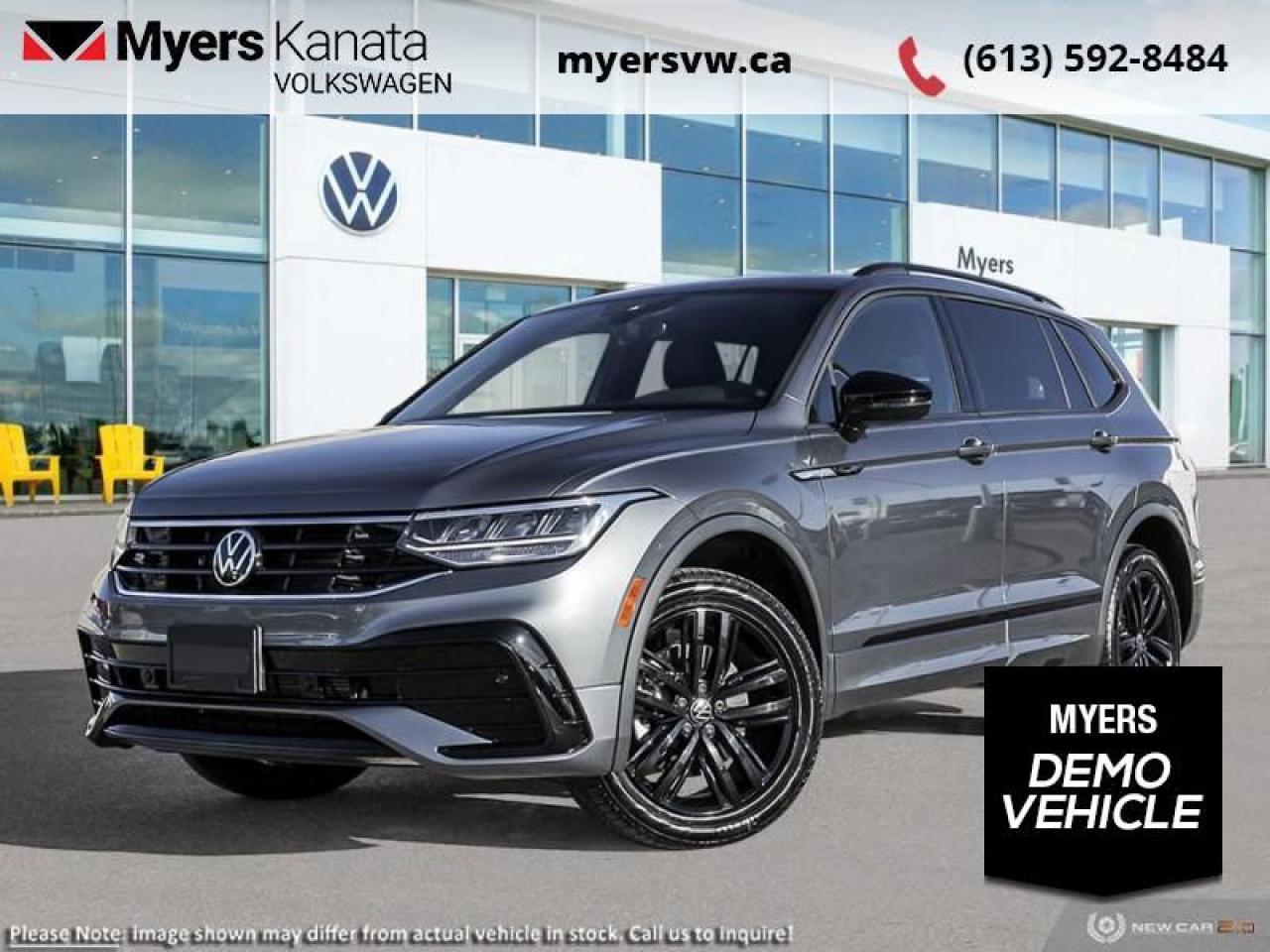 <b>Sunroof,  Power Liftgate,  Wireless Charging,  Adaptive Cruise Control,  Climate Control!</b><br> <br> <br> <br>  Stylish and versatile, this Tiguan can be your family adventure vehicle for both the daily drives and the weekend getaways. <br> <br>Whether its a weekend warrior or the daily driver this time, this 2024 Tiguan makes every experience easier to manage. Cutting edge tech, both inside the cabin and under the hood, allow for safe, comfy, and connected rides that keep the whole party going. The crossover of the future is already here, and its called the Tiguan.<br> <br> This platinum gray metallic SUV  has an automatic transmission and is powered by a  2.0L I4 16V GDI DOHC Turbo engine.<br> <br> Our Tiguans trim level is Comfortline R-Line Black Edition. This Tiguan Comfortline R-Line Black Edition features an express open/close sunroof and unique exterior styling, along with a power liftgate, mobile device wireless charging, adaptive cruise control, supportive heated synthetic leather-trimmed front seats, a heated leatherette-wrapped steering wheel, LED headlights with daytime running lights, and an upgraded 8-inch infotainment screen with SiriusXM satellite radio, Apple CarPlay, Android Auto, and a 6-speaker audio system. Additional features include front and rear cupholders, remote keyless entry with power cargo access, lane keep assist, lane departure warning, blind spot detection, front and rear collision mitigation, autonomous emergency braking, three 12-volt DC power outlets, remote start, a rear camera, and so much more. This vehicle has been upgraded with the following features: Sunroof,  Power Liftgate,  Wireless Charging,  Adaptive Cruise Control,  Climate Control,  Heated Seats,  Apple Carplay.  This is a demonstrator vehicle driven by a member of our staff and has just 6680 kms.<br><br> <br>To apply right now for financing use this link : <a href=https://www.myersvw.ca/en/form/new/financing-request-step-1/44 target=_blank>https://www.myersvw.ca/en/form/new/financing-request-step-1/44</a><br><br> <br/> Weve discounted this vehicle $2000.    5.99% financing for 84 months. <br> Buy this vehicle now for the lowest bi-weekly payment of <b>$333.10</b> with $0 down for 84 months @ 5.99% APR O.A.C. ( taxes included, $1071 (OMVIC fee, Air and Tire Tax, Wheel Locks, Admin fee, Security and Etching) is included in the purchase price.    ).  Incentives expire 2025-01-02.  See dealer for details. <br> <br> <br>LEASING:<br><br>Estimated Lease Payment: $282 bi-weekly <br>Payment based on 4.99% lease financing for 48 months with $0 down payment on approved credit. Total obligation $29,331. Mileage allowance of 16,000 KM/year. Offer expires 2025-01-02.<br><br><br>Call one of our experienced Sales Representatives today and book your very own test drive! Why buy from us? Move with the Myers Automotive Group since 1942! We take all trade-ins - Appraisers on site!<br> Come by and check out our fleet of 20+ used cars and trucks and 100+ new cars and trucks for sale in Kanata.  o~o