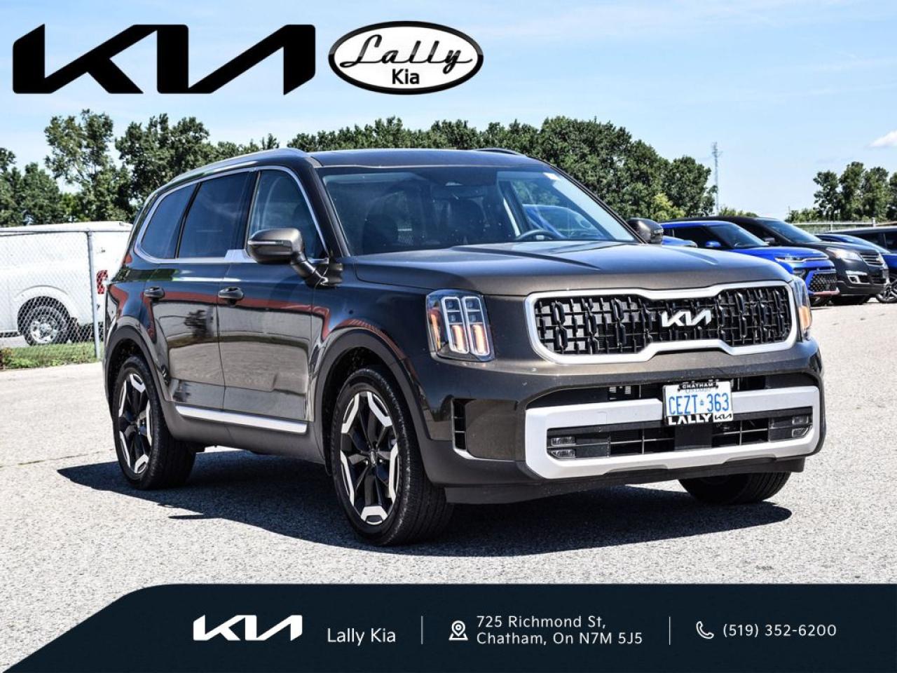 Used 2024 Kia Telluride DEMO - EX PKG AWD, Apple CarPlay & Android Auto, Heated Front Bucket Seats, Heated steering wheel, Navigation System, Power Liftgate, Power moonroof, Steering wheel mounted audio controls for sale in Chatham, ON