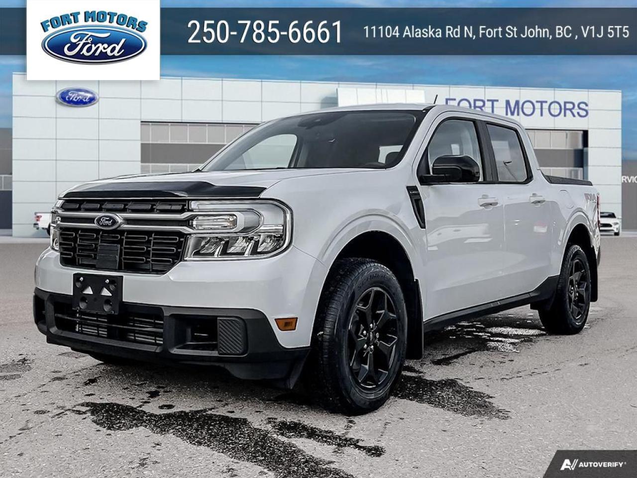 <b>Sunroof, FX4 Off-Road Package, Lariat Luxury Packaeg, Ford Co-Pilot360, 17 inch Aluminum Wheels!</b><br> <br>   This Ford Maverick is the perfect compact pickup to match your active lifestyle! <br> <br>With a do-it-yourself attitude, this trendsetter is ready for any challenge you put in front of it. The Maverick is designed to fit up to 5 passengers, tow or haul an impressive payload and offers maneuverability in the city that is unsurpassed. Whether you choose to use this Ford Maverick as a daily commuter, a grocery getter, furniture hauler or weekend warrior, this compact pickup truck is ready, willing and able to get it done!<br> <br> This oxford white Crew Cab 4X4 pickup   has a 8 speed automatic transmission and is powered by a  250HP 2.0L 4 Cylinder Engine.<br> <br> Our Mavericks trim level is Lariat. Offering even more comfort and convenience, this Maverick Lariat features heated front seats with a power-adjustable drivers seat, ActiveX synthetic leather upholstery, dual-zone climate control, and proximity keyless entry with push button start. Also standard is a configurable cargo box, to allow for even more storage versatility. Additional standard equipment includes towing equipment with trailer sway control, full folding rear bench seats, an underbody-stored spare wheel, and cargo box lights. Convenience and connectivity features include cruise control with steering wheel controls, front and rear cupholders, power rear windows, remote keyless entry, mobile hotspot internet access, and a 9-inch infotainment screen with Apple CarPlay and Android Auto. Safety features include automatic emergency braking, forward collision alert, LED headlights with automatic high beams, and a rearview camera. This vehicle has been upgraded with the following features: Sunroof, Fx4 Off-road Package, Lariat Luxury Packaeg, Ford Co-pilot360, 17 Inch Aluminum Wheels, Tow Package, Siriusxm. <br><br> View the original window sticker for this vehicle with this url <b><a href=http://www.windowsticker.forddirect.com/windowsticker.pdf?vin=3FTTW8S96RRB21344 target=_blank>http://www.windowsticker.forddirect.com/windowsticker.pdf?vin=3FTTW8S96RRB21344</a></b>.<br> <br>To apply right now for financing use this link : <a href=https://www.fortmotors.ca/free-credit-check/ target=_blank>https://www.fortmotors.ca/free-credit-check/</a><br><br> <br/><br>Come down to Fort Motors and take it for a spin!<p><br> Come by and check out our fleet of 30+ used cars and trucks and 210+ new cars and trucks for sale in Fort St John.  o~o