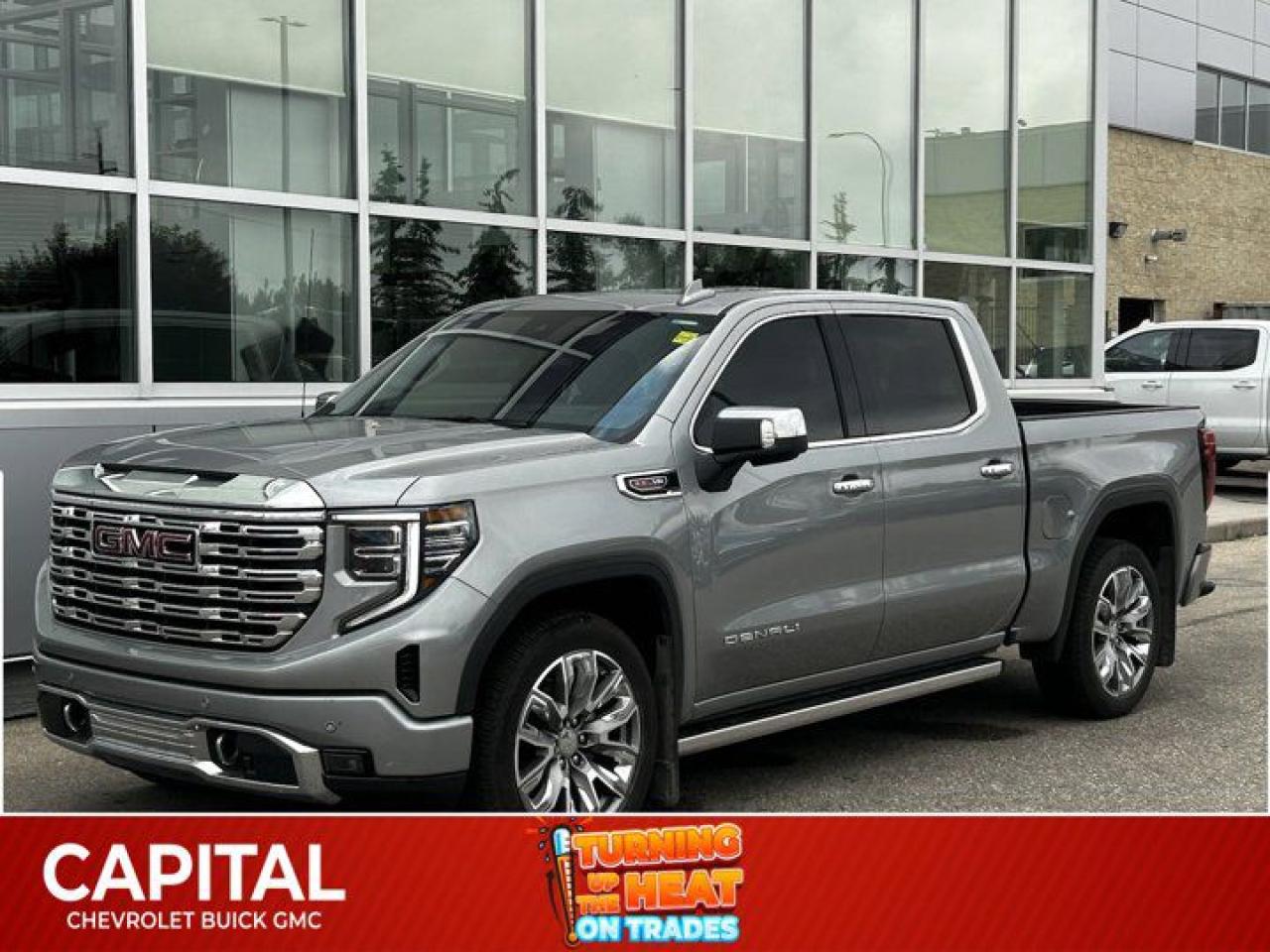 Come see this 2024 GMC Sierra 1500 Denali. Its Automatic transmission and Gas V8 6.2L/376 engine will keep you going. This GMC Sierra 1500 has the following options: ENGINE, 6.2L ECOTEC3 V8 (420 hp [313 kW] @ 5600 rpm, 460 lb-ft of torque [624 Nm] @ 4100 rpm); featuring Dynamic Fuel Management, Wireless, Apple CarPlay / Wireless Android Auto, Wireless Charging, Wipers, front rain-sensing, Windows, power rear, express down, Windows, power front, drivers express up/down, Window, power, rear sliding with rear defogger, Window, power front, passenger express up/down, Wi-Fi Hotspot capable (Terms and limitations apply. See onstar.ca or dealer for details.), and Wheels, 20 x 9 (50.8 cm x 22.9 cm) multi-dimensional polished aluminum. Test drive this vehicle at Capital Chevrolet Buick GMC Inc., 13103 Lake Fraser Drive SE, Calgary, AB T2J 3H5.