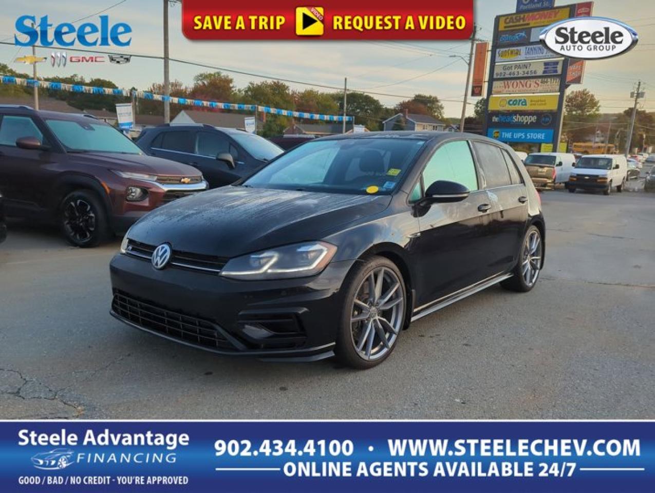 Scorch the pavement in our 2018 Volkswagen Golf R 4MOTION Hatchback thats fast and fun in Deep Black Pearl! Powered by a TurboCharged 2.0 Litre 4 Cylinder that offers 292hp tethered to a 7 Speed Tiptronic Automatic transmission for rocket-like performance. Enjoy the grip of our All Wheel Drive hatchback with track-inspired handling and Dynamic Chassis Control, and it scores approximately 8.1L/100km on the highway. This hot-hatch will get you fired up with its LED lighting, 19-inch alloy wheels, quad-tip exhaust, R-design front grille, bumpers, and side skirts. Engineered for enthusiasts, our Golf R features exclusive leather heated sport seats, 12-way power for the driver, brushed aluminum pedal covers, a head-up performance monitor, and a steering wheel you will love to grip! Advanced technology is along for the ride, including the Volkswagen Digital Cockpit instrument cluster and an 8-inch touchscreen plus Android Auto®, Apple CarPlay®, Bluetooth®, full-color navigation, and a fantastic Fender audio system. Volkswagen values your safety, so it protects you with a backup camera, automatic braking, lane-departure/forward-collision warning, adaptive cruise control, and a blind-spot monitor. With all that and more, our Golf R provides the perfect formula for performance! Save this Page and Call for Availability. We Know You Will Enjoy Your Test Drive Toward Ownership! Steele Chevrolet Atlantic Canadas Premier Pre-Owned Super Center. Being a GM Certified Pre-Owned vehicle ensures this unit has been fully inspected fully detailed serviced up to date and brought up to Certified standards. Market value priced for immediate delivery and ready to roll so if this is your next new to your vehicle do not hesitate. Youve dealt with all the rest now get ready to deal with the BEST! Steele Chevrolet Buick GMC Cadillac (902) 434-4100 Metros Premier Credit Specialist Team Good/Bad/New Credit? Divorce? Self-Employed?