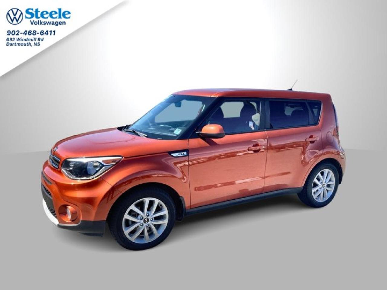 The 2019 Kia Soul EX is a compact crossover SUV known for its distinctive boxy design, spacious interior, and engaging driving experience. Heres a comprehensive look at this trim level:==== Performance ====  * *Engine*: 2.0-liter 4-cylinder engine.  * *Power*: Approximately 161 horsepower.  * *Transmission*: Continuously Variable Transmission (CVT).  * *Fuel Economy*: Around 26 mpg city / 31 mpg highway.==== Interior ====  * *Seating*: Five-passenger capacity.  * *Upholstery*: Premium cloth seats with optional leather trim.  * *Cargo Space*: Approximately 24.2 cubic feet behind the rear seats, and up to 61.3 cubic feet with the rear seats folded.==== Technology ====  * *Infotainment*:    * 7-inch touchscreen with Apple CarPlay and Android Auto integration.    * Optional upgrade to an 8-inch touchscreen with navigation.  * *Audio*: Six-speaker sound system.  * *Bluetooth*: Standard.  * *USB Ports*: Multiple, including USB-A.==== Safety ====  * *Standard Safety Features*:    * Rearview camera.    * Forward collision warning with automatic emergency braking.    * Lane departure warning with lane-keeping assist.    * Driver attention warning.  * *Additional Features*:    * Stability control and traction control.    * Multiple airbags.==== Comfort and Convenience ====  * *Climate Control*: Dual-zone automatic climate control.  * *Power Windows and Locks*: Standard.  * *Keyless Entry*: Standard with push-button start.  * *Sunroof*: Optional.==== Additional Features ====  * *Wheels*: 17-inch alloy wheels.  * *Drivers Seat*: Power-adjustable with lumbar support.  * *Steering Wheel*: Leather-wrapped with audio and cruise controls.The 2019 Kia Soul EX offers a unique style combined with a spacious and well-equipped interior. Its a versatile option for those who want a compact SUV with advanced technology, a comfortable ride, and a distinctive look.As a Steele Auto Certified vehicle, you have peace of mind that the vehicle has undergone a rigorous 85 point inspection and has been brought up to the highest of standards. Dont forget, at Steele Volkswagen we have financing options available for all credit situations!