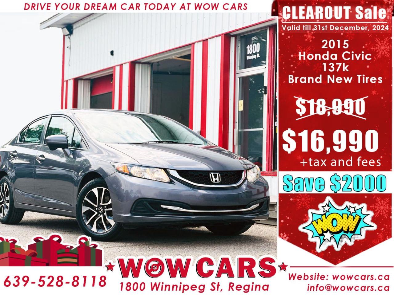 Used 2015 Honda Civic EX for sale in Regina, SK