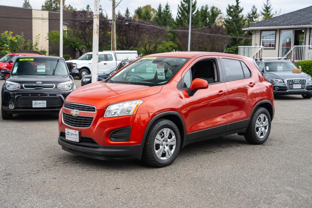 <p>Excellent condition and rare color! 6-Speed Manual, fuel efficient 4-cylinder with no accidents and a local BC Chevy Trax! All og the Power Options with keyless entry. Rare combination with manual 6-speed and metallic orange exterior.<span id=jodit-selection_marker_1723497545257_9242745725177195 data-jodit-selection_marker=start style=line-height: 0; display: none;></span></p> <p><br></p><p>Excellent, Affordable Lubrico Warranty Options Available on ALL Vehicles!</p><p><span style=background-color: rgba(var(--bs-white-rgb),var(--bs-bg-opacity)); color: var(--bs-body-color); font-family: open-sans, -apple-system, BlinkMacSystemFont, "Segoe UI", Roboto, Oxygen, Ubuntu, Cantarell, "Fira Sans", "Droid Sans", "Helvetica Neue", sans-serif; font-size: var(--bs-body-font-size); font-weight: var(--bs-body-font-weight); text-align: var(--bs-body-text-align);>All Vehicles are Safety Inspected by a 3rd Party Inspection Service. </span><br><br>We speak English, French, German, Punjabi, Hindi and Urdu Language! </p><p><br>We are proud to have sold over 14,500 vehicles to our customers throughout B.C. </p><p><br>What Makes Us Different? <br>All of our vehicles have been sent to us from new car dealerships. They are all trade-ins and we are a large remarketing centre for the lower mainland new car dealerships. We do not purchase vehicles at auctions or from private sales. <br> <br>Administration Fee of $375<br> <br>Disclaimer: <br>Vehicle options are inputted from a VIN decoder. As we make our best effort to ensure all details are accurate we can not guarantee the information that is decoded from the VIN. Please verify any options before purchasing the vehicle. <br> <br>B.C. Dealers Trade-In Centre <br>14458 104th Ave. <br>Surrey, BC <br>V3R1L9 <br>DL# 26220</p><p> <br> </p><p>6-0-4-5-8-5-1-8-3-1<span id=jodit-selection_marker_1715031292914_8639568369688433 data-jodit-selection_marker=start style=line-height: 0; display: none;></span></p>