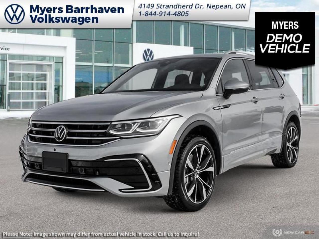 <b>Premium Audio,  Cooled Seats,  Navigation,  360 Camera,  Sunroof!</b><br> <br> <br> <br>  Everything from capacity, capability, comfort, and ease of use was designed with relentless purpose on this 2023 Tiguan. <br> <br>Whether its a weekend warrior or the daily driver this time, this 2024 Tiguan makes every experience easier to manage. Cutting edge tech, both inside the cabin and under the hood, allow for safe, comfy, and connected rides that keep the whole party going. The crossover of the future is already here, and its called the Tiguan.<br> <br> This pyrite silver metallic SUV  has an automatic transmission and is powered by a  2.0L I4 16V GDI DOHC Turbo engine.<br> <br> Our Tiguans trim level is Highline R-Line. This range-topping Tiguan Highline R-Line is fully-loaded with ventilated and heated leather-wrapped seats with power adjustment, lumbar support and memory function, a heated leather-wrapped steering wheel, an 8-speaker Fender audio system with a subwoofer, adaptive cruise control, a 360-camera with aerial view, park distance control with automated parking sensors, and remote engine start. Additional features include an express open/close sunroof with tilt and slide functions and a power sunshade, rain detecting wipers with heated jets, a power liftgate, 4G LTE mobile hotspot internet access, and an 8-inch infotainment screen with satellite navigation, wireless Apple CarPlay and Android Auto, and SiriusXM streaming radio. Safety features also include blind spot detection, lane keep assist, lane departure warning, VW Car-Net Safe & Secure, forward and rear collision mitigation, and autonomous emergency braking. This vehicle has been upgraded with the following features: Premium Audio,  Cooled Seats,  Navigation,  360 Camera,  Sunroof,  Power Liftgate,  Wireless Charging.  This is a demonstrator vehicle driven by a member of our staff and has just 4045 kms.<br><br> <br>To apply right now for financing use this link : <a href=https://www.barrhavenvw.ca/en/form/new/financing-request-step-1/44 target=_blank>https://www.barrhavenvw.ca/en/form/new/financing-request-step-1/44</a><br><br> <br/>    5.99% financing for 84 months. <br> Buy this vehicle now for the lowest bi-weekly payment of <b>$337.25</b> with $0 down for 84 months @ 5.99% APR O.A.C. ( Plus applicable taxes -  $840 Documentation fee. Cash purchase selling price includes: Tire Stewardship ($20.00), OMVIC Fee ($12.50). (HST) are extra. </br>(HST), licence, insurance & registration not included </br>    ).  Incentives expire 2025-01-02.  See dealer for details. <br> <br> <br>LEASING:<br><br>Estimated Lease Payment: $303 bi-weekly <br>Payment based on 4.99% lease financing for 48 months with $0 down payment on approved credit. Total obligation $31,554. Mileage allowance of 16,000 KM/year. Offer expires 2025-01-02.<br><br><br>We are your premier Volkswagen dealership in the region. If youre looking for a new Volkswagen or a car, check out Barrhaven Volkswagens new, pre-owned, and certified pre-owned Volkswagen inventories. We have the complete lineup of new Volkswagen vehicles in stock like the GTI, Golf R, Jetta, Tiguan, Atlas Cross Sport, Volkswagen ID.4 electric vehicle, and Atlas. If you cant find the Volkswagen model youre looking for in the colour that you want, feel free to contact us and well be happy to find it for you. If youre in the market for pre-owned cars, make sure you check out our inventory. If you see a car that you like, contact 844-914-4805 to schedule a test drive.<br> Come by and check out our fleet of 40+ used cars and trucks and 100+ new cars and trucks for sale in Nepean.  o~o