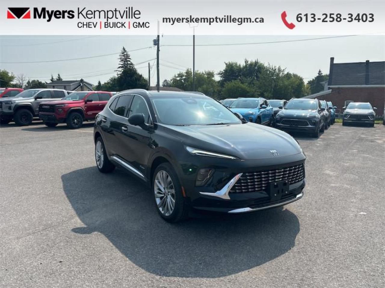 <b>Sunroof,  Cooled Seats,  HUD,  Bose Premium Audio,  Leather Seats!</b><br> <br> <br> <br>At Myers, we believe in giving our customers the power of choice. When you choose to shop with a Myers Auto Group dealership, you dont just have access to one inventory, youve got the purchasing power of an entire auto group behind you!<br> <br>  Stretch the imagination and envision the future with the 2024 Envision. <br> <br>This Buick Envision has the space and versatility to get away with anything. Built to inspire confidence, this Envision doesnt just get you there, it helps you be your best. As boundless as your own imagination, this Envision was designed to inspire you with every drive. <br> <br> This ebony twilight metallic SUV  has an automatic transmission and is powered by a  228HP 2.0L 4 Cylinder Engine.<br> <br> Our Envisions trim level is Avenir. This range-topping Avenir trim rewards you with a panoramic sunroof, ventilated and heated leather seats with massage function, a drivers head up display, and a sonorous 9-speaker Bose premium audio. Also standard include a power liftgate for rear cargo access, an HD surround vision system, a wireless charging pad for mobile devices, and an ultra-wide infotainment screen with wireless Apple CarPlay and Android Auto. Safety features include adaptive cruise control, blind zone steering assist, lane keep assist with lane departure warning, rear park assist, and rear cross traffic braking. Additional features also include remote engine start, keyless open, a heated steering wheel, and even more. This vehicle has been upgraded with the following features: Sunroof,  Cooled Seats,  Hud,  Bose Premium Audio,  Leather Seats,  360 Camera,  Wireless Charging Pad. <br><br> <br>To apply right now for financing use this link : <a href=https://www.myerskemptvillegm.ca/finance/ target=_blank>https://www.myerskemptvillegm.ca/finance/</a><br><br> <br/>    Incentives expire 2025-01-31.  See dealer for details. <br> <br>Your journey to better driving experiences begins in our inventory, where youll find a stunning selection of brand-new Chevrolet, Buick, and GMC models. If youre looking to get additional luxuries at a wallet-friendly price, dont just pick pre-owned -- choose from our selection of over 300 Myers Approved used vehicles! Our incredible sales team will match you with the car, truck, or SUV thats got everything youre looking for, and much more. o~o