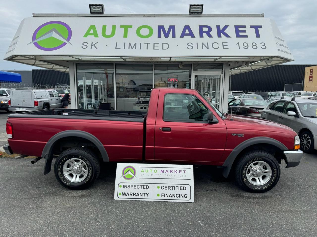 CALL OR TEXT KARL @ 6-0-4-2-5-0-8-6-4-6 FOR INFO & TO CONFIRM WHICH LOCATION.<br /><br />VERY NICE RANGER 4X4 WITH AUTOMATIC AND AC. LOCAL TRUCK WITH NO CLAIMS EVER AND ITS A 1 OWNER! INSPECTED WITH BRAND NEW TIRES AND TONS OF LIFE LEFT ON THE BRAKES. RUNS AND DRIVES PERFECTLY. NO ISSUES. <br /><br />2 LOCATIONS TO SERVE YOU, BE SURE TO CALL FIRST TO CONFIRM WHERE THE VEHICLE IS.<br /><br />We are a family owned and operated business for 40 years. Since 1983 we have been committed to offering outstanding vehicles backed by exceptional customer service, now and in the future. Whatever your specific needs may be, we will custom tailor your purchase exactly how you want or need it to be. All you have to do is give us a call and we will happily walk you through all the steps with no stress and no pressure.<br /><br />                                            WE ARE THE HOUSE OF YES!<br /><br />ADDITIONAL BENEFITS WHEN BUYING FROM SK AUTOMARKET:<br /><br />-ON SITE FINANCING THROUGH OUR 17 AFFILIATED BANKS AND VEHICLE                                                                                                                      FINANCE COMPANIES.<br />-IN HOUSE LEASE TO OWN PROGRAM.<br />-EVERY VEHICLE HAS UNDERGONE A 120 POINT COMPREHENSIVE INSPECTION.<br />-EVERY PURCHASE INCLUDES A FREE POWERTRAIN WARRANTY.<br />-EVERY VEHICLE INCLUDES A COMPLIMENTARY BCAA MEMBERSHIP FOR YOUR SECURITY.<br />-EVERY VEHICLE INCLUDES A CARFAX AND ICBC DAMAGE REPORT.<br />-EVERY VEHICLE IS GUARANTEED LIEN FREE.<br />-DISCOUNTED RATES ON PARTS AND SERVICE FOR YOUR NEW CAR AND ANY OTHER   FAMILY CARS THAT NEED WORK NOW AND IN THE FUTURE.<br />-40 YEARS IN THE VEHICLE SALES INDUSTRY.<br />-A+++ MEMBER OF THE BETTER BUSINESS BUREAU.<br />-RATED TOP DEALER BY CARGURUS 5 YEARS IN A ROW<br />-MEMBER IN GOOD STANDING WITH THE VEHICLE SALES AUTHORITY OF BRITISH   COLUMBIA.<br />-MEMBER OF THE AUTOMOTIVE RETAILERS ASSOCIATION.<br />-COMMITTED CONTRIBUTOR TO OUR LOCAL COMMUNITY AND THE RESIDENTS OF BC.<br /> $495 Documentation fee and applicable taxes are in addition to advertised prices.<br />LANGLEY LOCATION DEALER# 40038<br />S. SURREY LOCATION DEALER #9987<br />