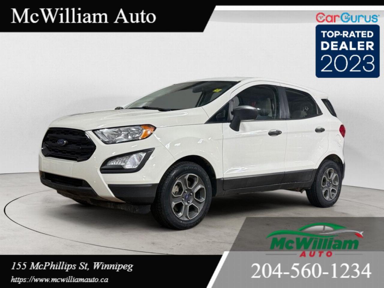 <br> This 2018 Ford EcoSport AWD SPORT is a reliable and stylish SUV with plenty of kilometers left to explore! With its sleek white exterior and spacious interior, this car is perfect for your next adventure. Dont miss out on this opportunity to own a versatile, reliable, economical and comfortable vehicle.<br><br> At McWilliam Auto we pride ourselves on being the number 1 priced dealer in Manitoba. Our key focus is ensuring the quality of our vehicles are top notch while maintaining an excellent price. McWilliam auto is best known for being a changer of todays in.car market.in. The number one, no hassle price, makes buyers get the right price no matter if you know or dont know todays car market. Our in.1 price.in. policy ensures all customers get the best possible price. Yes you heard it right, 1 price is the best price!<br><br> Our lot is always full of great options no matter what your needs are, with over 100 quality pre-owned vehicles in stock we got you covered! If you are in the market for a Truck, SUV, Van or Sedan and are looking for quality at a great price then look no further and call today, One of our Knowledgeable and dedicated Sales people will steer you in the right direction. <br><br> We also offer the best priced Premium warranties and seamless onsite financing here to improve your buying experience. Our Finance manager is the best in the Business! working quickly and diligently to secure you affordable financing is our specialty. Give us a call and get pre approved today!<br><br>DEALER PERMIT #4611<br><br>Call today: 204-560-1234<br><br>Visit us TODAY at 155 McPhillips St, Winnipeg, MB <br><br>Website: www.mcwiliamauto.ca<br><br>Email: winnipegcar@gmail.com<br><br>Click here to get pre approved:<br><br>https://www.mcwilliamauto.ca/car-loan-application/<br><br> <br><br> <br><br> IMPORTANT DISCLAIMER : <br><br> <br><br>This vehicle is a used vehicle, all the features and information may not be accurate from the descriptions above, please check the actual vehicle for the actual information.