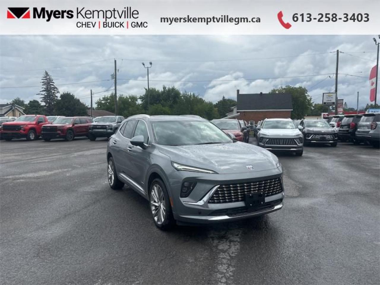 <b>Sunroof,  Cooled Seats,  HUD,  Bose Premium Audio,  Leather Seats!</b><br> <br> <br> <br>At Myers, we believe in giving our customers the power of choice. When you choose to shop with a Myers Auto Group dealership, you dont just have access to one inventory, youve got the purchasing power of an entire auto group behind you!<br> <br>  This 2024 Envision is the vehicle for those who like choices. <br> <br>This Buick Envision has the space and versatility to get away with anything. Built to inspire confidence, this Envision doesnt just get you there, it helps you be your best. As boundless as your own imagination, this Envision was designed to inspire you with every drive. <br> <br> This moonstone grey SUV  has an automatic transmission and is powered by a  228HP 2.0L 4 Cylinder Engine.<br> <br> Our Envisions trim level is Avenir. This range-topping Avenir trim rewards you with a panoramic sunroof, ventilated and heated leather seats with massage function, a drivers head up display, and a sonorous 9-speaker Bose premium audio. Also standard include a power liftgate for rear cargo access, an HD surround vision system, a wireless charging pad for mobile devices, and an ultra-wide infotainment screen with wireless Apple CarPlay and Android Auto. Safety features include adaptive cruise control, blind zone steering assist, lane keep assist with lane departure warning, rear park assist, and rear cross traffic braking. Additional features also include remote engine start, keyless open, a heated steering wheel, and even more. This vehicle has been upgraded with the following features: Sunroof,  Cooled Seats,  Hud,  Bose Premium Audio,  Leather Seats,  360 Camera,  Wireless Charging Pad. <br><br> <br>To apply right now for financing use this link : <a href=https://www.myerskemptvillegm.ca/finance/ target=_blank>https://www.myerskemptvillegm.ca/finance/</a><br><br> <br/>    Incentives expire 2025-03-31.  See dealer for details. <br> <br>Your journey to better driving experiences begins in our inventory, where youll find a stunning selection of brand-new Chevrolet, Buick, and GMC models. If youre looking to get additional luxuries at a wallet-friendly price, dont just pick pre-owned -- choose from our selection of over 300 Myers Approved used vehicles! Our incredible sales team will match you with the car, truck, or SUV thats got everything youre looking for, and much more. o~o