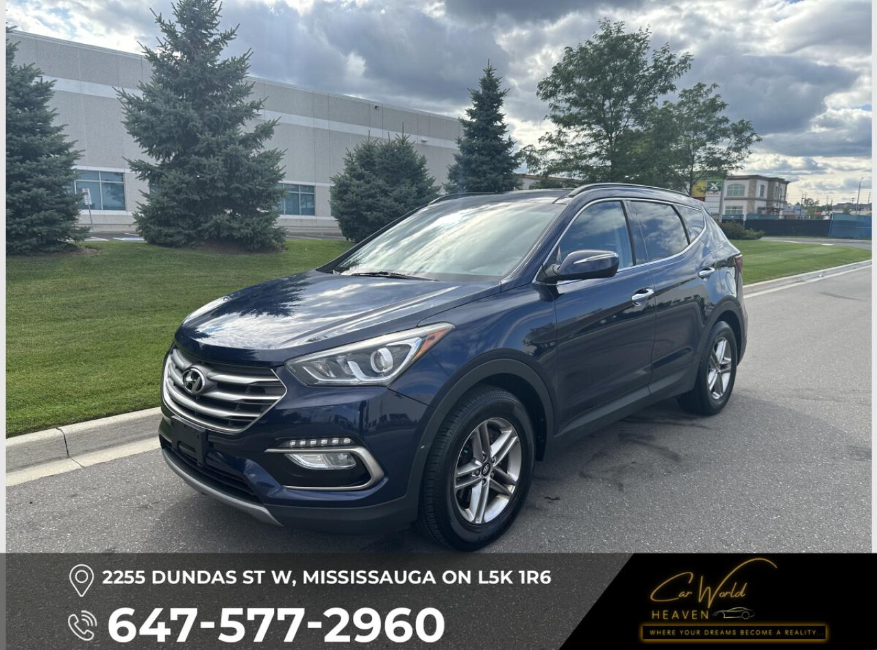 Safety & Certification Included!!! Along with all necessary mechanical work!/Full tank of gas/Full clean up (interior & Exterior)!!! <br/> 13 DAY SALE!!! (Monday Nov 13th-Saturday Nov 30th 2024) <br/> <br/>  <br/> *SPECIAL FINANCE PRICE IS $16,888+HST & LICENSING  <br/> ($1,000 Financing credit applied). <br/> <br/>  <br/> *CASH PRICE IS $17,888+HST & LICENSING <br/> <br/>  <br/> Just Arrived!!! <br/> <br/>  <br/> Clean CARFAX! NO ACCIDENTS!!! <br/> <br/>  <br/> Great condition/Drives like new!!! <br/> <br/>  <br/> This 2017 HYUNDAI SANTE FE SPORT 2.4L SE AWD (has a dependable 2.4L GDI ENGINE/185hp/4 cyl engine powering this Automatic transmission (D-CVVT) <br/> The 2017 HYUNDAI SANTE FE SPORT 2.4L SE AWD impresses with excellent fuel economy at 9.1 L/100 km highway a reality. <br/> <br/>  <br/> No haggling required! Here at Carworld Heaven, we pride ourselves on positioning our vehicles at one of, if not the most aggressive price points compared to similar vehicles on the market! This ensures that value is always accompanied by Carworld Heavens first class service with every vehicle purchased! <br/> <br/>  <br/> You Cant Beat the Price with These Options: <br/> MIDNIGHT BLUE EXTERIOR <br/> BLACK LEATHER INTERIOR <br/> *COMES WITH AFTERMARKET HITCH WITH 7 PIN CONNECTOR <br/> 2.4L GDI 185 hp, 4-cylinder engine with Dual Continuously Variable Valve Timing (D-CVVT) <br/> 17 alloy wheels with P235/65R17 all-season tires <br/> 6-speed automatic transmission with SHIFTRONIC manual mode Airbags (7): Dual front, front seat-mounted side impact, roof-mounted side-curtain with rollover sensor and drivers knee airbag <br/> All-Wheel Drive  <br/> Panoramic sunroof <br/> Leather seating surfaces <br/> 12-way power-adjustable drivers seat with 4-way power lumbar support and adjustable head restraint <br/> Dual-zone automatic climate control with CleanAir Ionizer Heated steering wheel <br/> Heated rear seats <br/> Blind Spot Detection (BSD) system with Lane Change Assist (LCA) and Rear Cross-Traffic Alert (RCTA) <br/> Leather-wrapped steering wheel and gear shift knob Manual rear side window sunshades <br/> Rear Parking Assist Sensors (RPAS) <br/> LED integrated side mirror turn signal repeaters Optional: All-Wheel Drive <br/> 40/20/40 split-folding second-row seats <br/> Air conditioning with manual climate control and second-row vents 6-speaker AM/FM/SiriusXMTM/CD/MP3 audio system with <br/> 5.0 touch-screen and rearview camera <br/> iPod/USB auxiliary connectivity <br/> Bluetooth hands-free phone system with voice recognition Chrome door handles <br/> Fog lights <br/> Heated front seats and heated, power-adjustable side mirrors Power windows with drivers auto up/down and pinch protection Remote keyless entry with alarm <br/> Roof rack side rails <br/> Steering wheel-mounted audio, cruise and Bluetooth controls Trailer pre-wiring <br/> Windshield wiper de-icer <br/> Automatic headlights with LED daytime running lights <br/> <br/>  <br/> <br/>  <br/> Drive Happy with CARWORLD HEAVEN <br/> <br/>  <br/> *** All-inclusive, upfront prices -- no haggling, negotiations, pressure, or games <br/> <br/>  <br/> *** MANY EXTENDED WARRANTY & GAP INSURANCE OPTIONS AVAILABLE. <br/> <br/>  <br/> *** 36 day warranty on safety issues and a complete car history report <br/> <br/>  <br/> *** Purchase this vehicle fully online on www.carworldheaven.com <br/> <br/>  <br/> Our advertised prices are for consumers (i.e. end users) only. <br/> <br/>  <br/> Transparency Statement <br/> Due to current circumstances, shortage of inventory, and to prevent exports and non-retail purchases, cash sales are restricted to retail end users. -- no hidden costs. While every effort is taken to avoid errors, technical or human error can occur, so please confirm vehicle features, options, materials, and other specs with your CARWORLD HEAVEN representative. Prices, rates and payments are subject to change without notice. Finance deals subject to lender fees & lien registration cost additionally from respective lender. Contact us for further details. <br/>