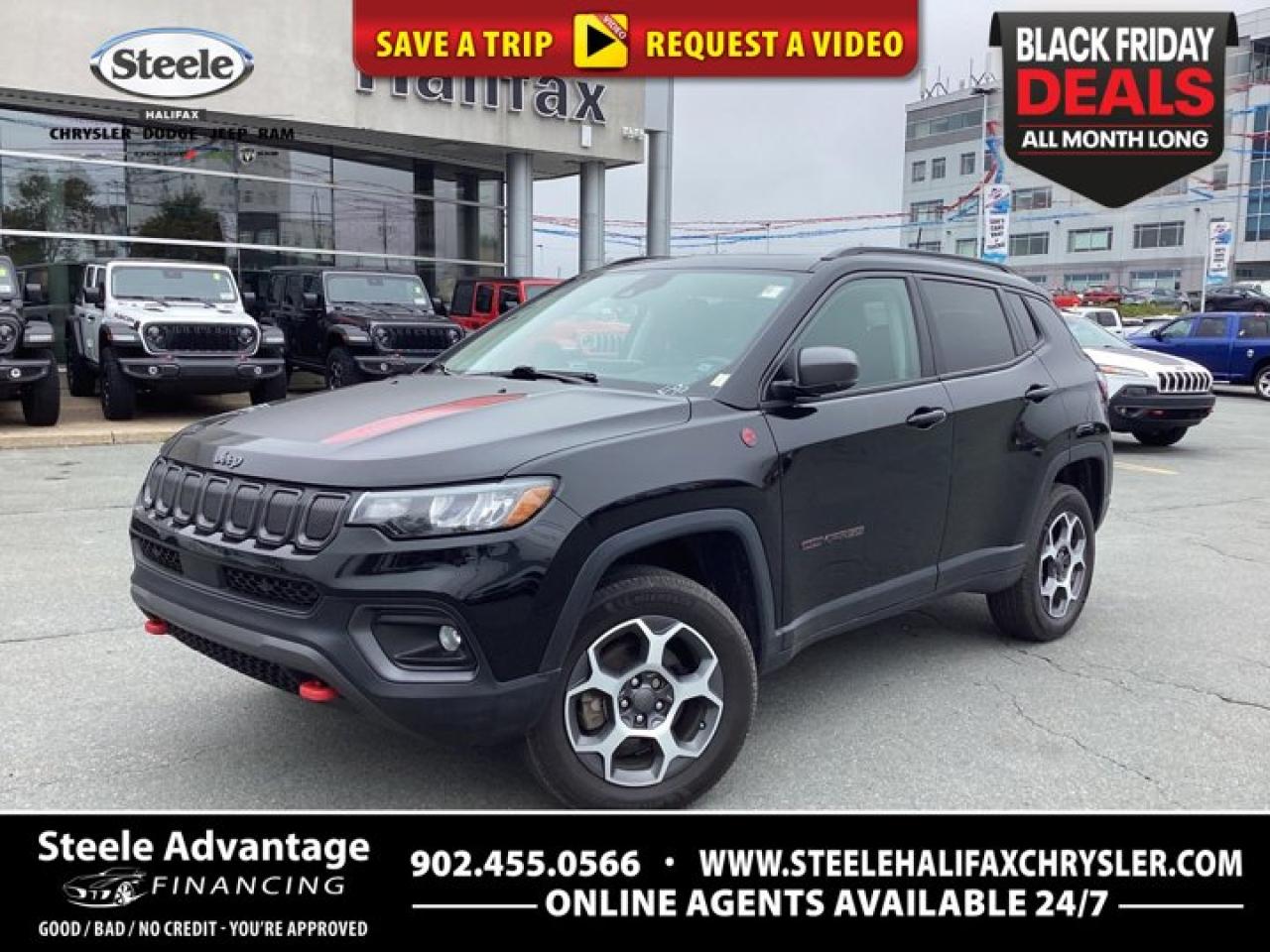 Used 2022 Jeep Compass Trailhawk - 4X4, HTD LEATHER SEATS AND WHEEL, PANO ROOF, NAV, JEEP SAFETY SENSE, 10