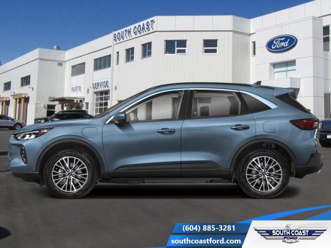 <b>Hybrid, Class II Trailer Tow Package!</b><br> <br>   Thanks for looking. <br> <br><br> <br> This vapour blue metallic SUV  has a cvt transmission and is powered by a  210HP 2.5L 4 Cylinder Engine.<br> <br> Our Escapes trim level is PHEV. With an extremely efficient yet potent plug-in hybrid powertrain with fast charging, this Escape PHEV features heated front seats with ActiveX synthetic leather upholstery, a heated leatherette steering wheel, adaptive cruise control, remote engine start, and an upgraded 13.2-inch infotainment system now with an integrated navigation system, along with wireless Apple CarPlay and Android Auto. Safety technology also receives an upgrade, with reverse parking sensors, intersection assist and evasive steering assist, along with blind spot monitoring, lane departure warning with lane keeping assist, front and rear collision mitigation, and driver monitoring alert. Additional features include power heated side mirrors, front fog lamps, roof rack rails, and so much more. This vehicle has been upgraded with the following features: Hybrid, Class Ii Trailer Tow Package. <br><br> View the original window sticker for this vehicle with this url <b><a href=http://www.windowsticker.forddirect.com/windowsticker.pdf?vin=1FMCU0E11SUA12801 target=_blank>http://www.windowsticker.forddirect.com/windowsticker.pdf?vin=1FMCU0E11SUA12801</a></b>.<br> <br>To apply right now for financing use this link : <a href=https://www.southcoastford.com/financing/ target=_blank>https://www.southcoastford.com/financing/</a><br><br> <br/>    5.49% financing for 84 months. <br> Buy this vehicle now for the lowest bi-weekly payment of <b>$316.53</b> with $0 down for 84 months @ 5.49% APR O.A.C. ( Plus applicable taxes -  $595 Administration Fee included    / Total Obligation of $57608  ).  Incentives expire 2025-01-02.  See dealer for details. <br> <br> <br>LEASING:<br><br>Estimated Lease Payment: $288 bi-weekly <br>Payment based on 5.49% lease financing for 60 months with $0 down payment on approved credit. Total obligation $37,468. Mileage allowance of 16,000 KM/year. Offer expires 2025-01-02.<br><br><br>Call South Coast Ford Sales or come visit us in person. Were convenient to Sechelt, BC and located at 5606 Wharf Avenue. and look forward to helping you with your automotive needs. <br><br> Come by and check out our fleet of 20+ used cars and trucks and 80+ new cars and trucks for sale in Sechelt.  o~o