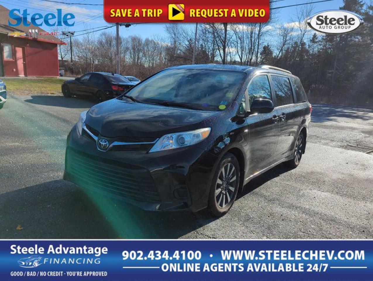 Our incredible 2019 Toyota Sienna LE has aced its 160 Point Inspection qualifying it as a Certified and has a complete history report. Toyota adds 12 Month/12,000 Mile Comprehensive Warranty, plus a 7 Year/100,000 Mile Powertrain Limited Warranty and a 7 Year/100,000 Mile Roadside Assistance. Ask us for Details! Refined and sturdy, our 2019 Toyota Sienna LE AWD MiniVan inspires confidence in Midnight Black Metallic! Motivated by a 3.5 Litre V6 that offers 296hp connected to an 8 Speed Automatic transmission for easy passing maneuvers. Spend more fun and less time at the fuel pump as you score approximately 8.7L/100km on the highway in this All Wheel Drive minivan with dual power sliding doors, privacy glass, and alloy wheels. The LE interior features soft-touch materials and offers seating versatility for the entire crew. Enjoy the convenience of three-zone automatic climate control as you maintain an innovative connection to your digital world with Entune Audio Plus with Connected Navigation App that includes Bluetooth®, Siri Eyes Free, a high-res touchscreen, a media interface, and an integrated backup camera. Stay out of harms way thanks to Toyotas Safety features like Toyota Safety-Sense, ABS, stability/traction controls, and plenty of airbags. Roomy, comfortable, and with a stellar reputation, our Sienna LE minivan is most definitely a swagger wagon and an excellent choice! Save this Page and Call for Availability. We Know You Will Enjoy Your Test Drive Towards Ownership! Steele Chevrolet Atlantic Canadas Premier Pre-Owned Super Center. Being a GM Certified Pre-Owned vehicle ensures this unit has been fully inspected fully detailed serviced up to date and brought up to Certified standards. Market value priced for immediate delivery and ready to roll so if this is your next new to your vehicle do not hesitate. Youve dealt with all the rest now get ready to deal with the BEST! Steele Chevrolet Buick GMC Cadillac (902) 434-4100 Metros Premier Credit Specialist Team Good/Bad/New Credit? Divorce? Self-Employed?