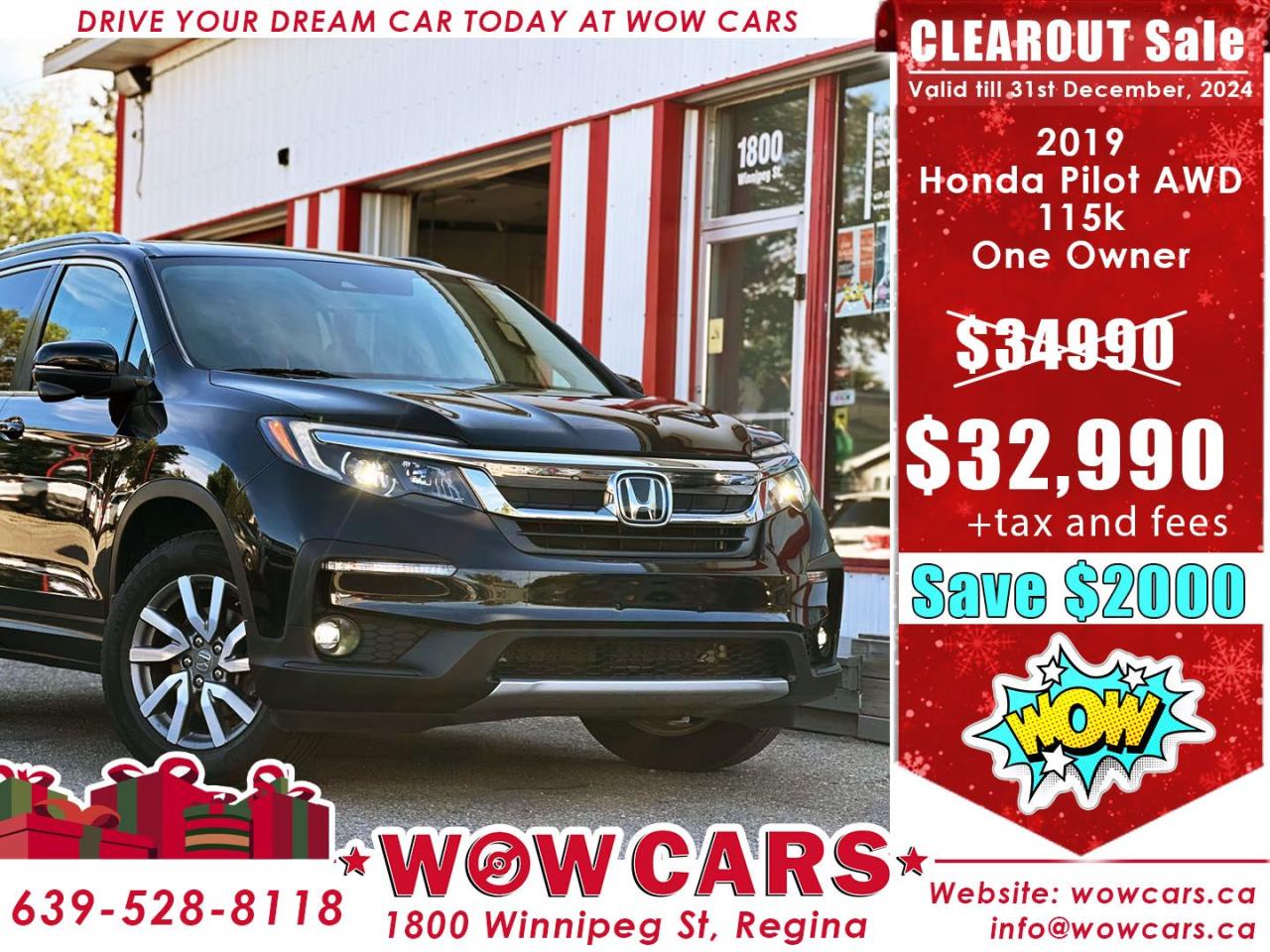 Used 2019 Honda Pilot EX for sale in Regina, SK