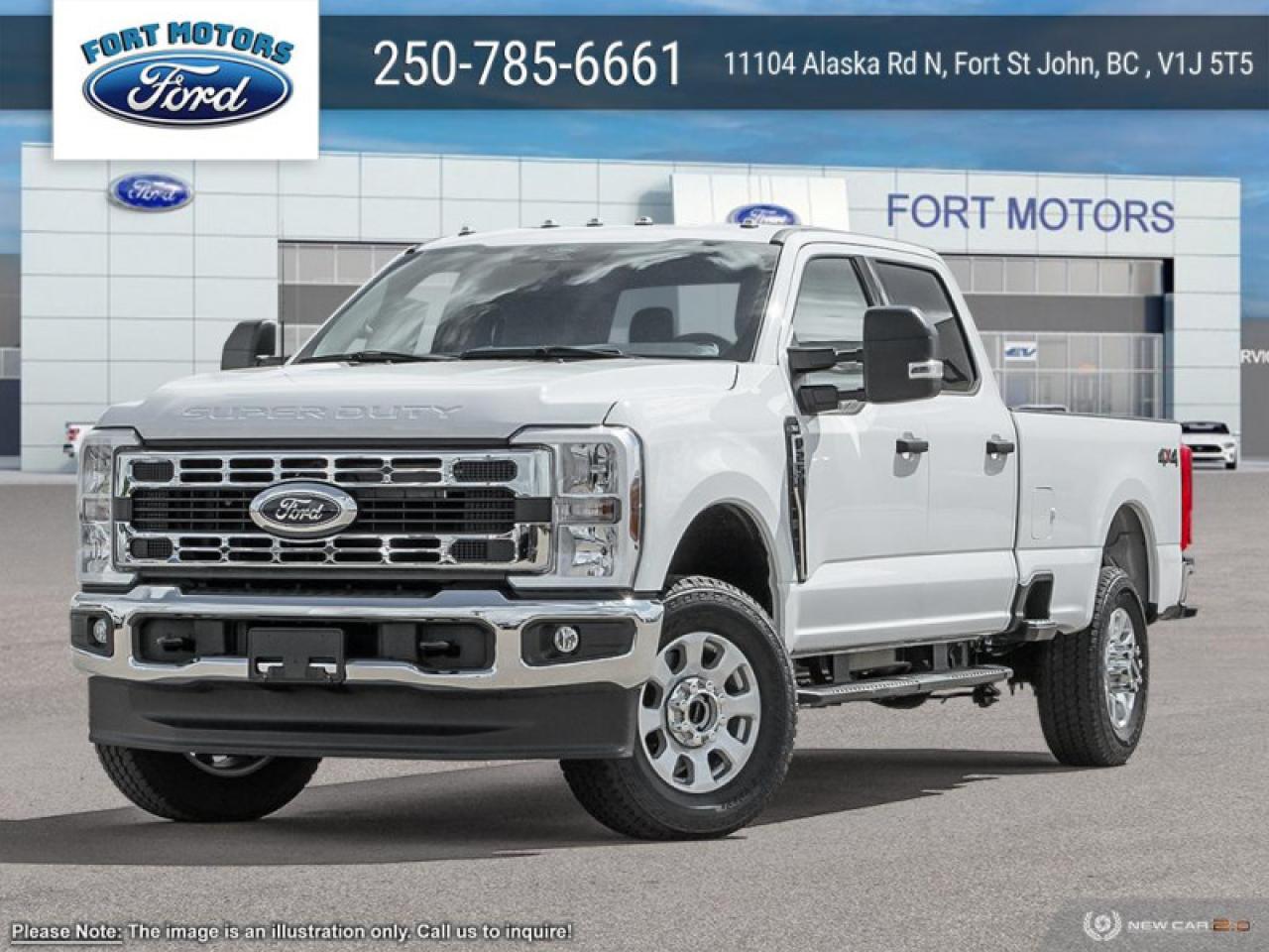 <b>Running Boards, Remote Engine Start, 40/Console/40 Cloth Seat, SiriusXM!</b><br> <br>   Brutish power and payload capacity are key traits of this Ford F-250, while aluminum construction brings it into the 21st century. <br> <br>The most capable truck for work or play, this heavy-duty Ford F-250 never stops moving forward and gives you the power you need, the features you want, and the style you crave! With high-strength, military-grade aluminum construction, this F-250 Super Duty cuts the weight without sacrificing toughness. The interior design is first class, with simple to read text, easy to push buttons and plenty of outward visibility. This truck is strong, extremely comfortable and ready for anything.<br> <br> This oxford white Crew Cab 4X4 pickup   has a 10 speed automatic transmission and is powered by a  405HP 6.8L 8 Cylinder Engine.<br> <br> Our F-250 Super Dutys trim level is XLT. This XLT trim steps things up with aluminum wheels, front fog lamps with automatic high beams, a power-adjustable drivers seat, three 12-volt DC and a 120-volt AC power outlets, beefy suspension thanks to heavy-duty dampers and robust axles, class V towing equipment with a hitch, trailer wiring harness, a brake controller and trailer sway control, manual extendable trailer-style side mirrors, box-side steps, and cargo box illumination. Additional features include an 8-inch infotainment screen powered by SYNC 4 with Apple CarPlay and Android Auto, FordPass Connect 5G mobile hotspot internet access, air conditioning, cruise control, remote keyless entry, smart device remote engine start, Ford Co-Pilot360 pre-collision assist with automatic emergency braking, forward collision mitigation, and a rearview camera. This vehicle has been upgraded with the following features: Running Boards, Remote Engine Start, 40/console/40 Cloth Seat, Siriusxm. <br><br> View the original window sticker for this vehicle with this url <b><a href=http://www.windowsticker.forddirect.com/windowsticker.pdf?vin=1FT7W2BA8REE51417 target=_blank>http://www.windowsticker.forddirect.com/windowsticker.pdf?vin=1FT7W2BA8REE51417</a></b>.<br> <br>To apply right now for financing use this link : <a href=https://www.fortmotors.ca/free-credit-check/ target=_blank>https://www.fortmotors.ca/free-credit-check/</a><br><br> <br/><br>Come down to Fort Motors and take it for a spin!<p><br> Come by and check out our fleet of 20+ used cars and trucks and 230+ new cars and trucks for sale in Fort St John.  o~o