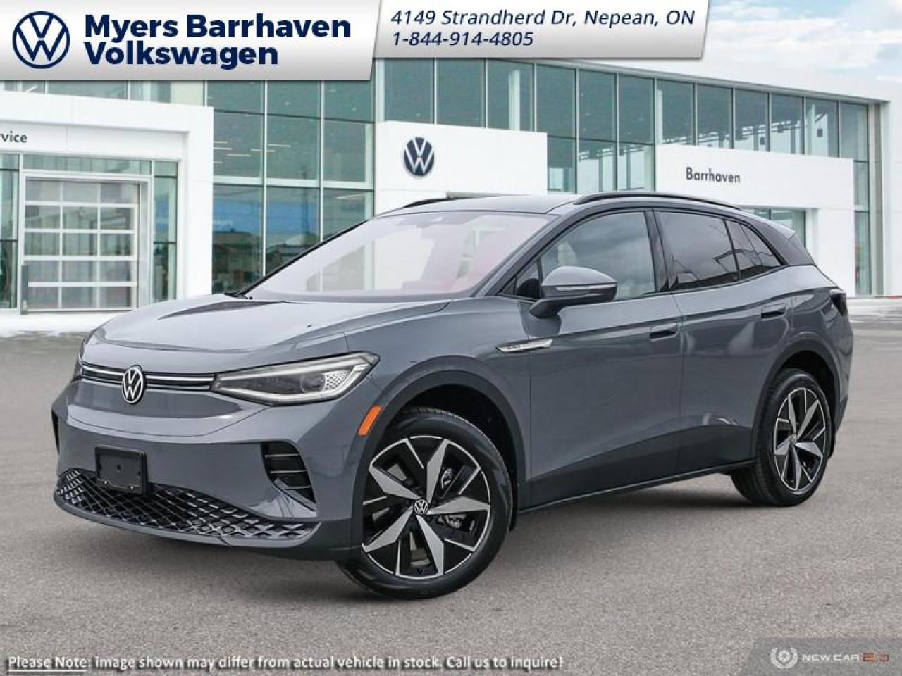 <b>Tow Package,  Premium Audio,  Cooled Seats,  Massage Seats,  360 Camera!</b><br> <br> <br> <br>  This 2024 Volkswagen ID.4 is a cleverly-engineered EV that balances exciting performance with class-leading driving range. <br> <br>Featuring a minimalist but stylish and clean exterior design, this 2024 ID.4 offers a contemporary design with a host of cutting-edge technology systems. The cabin is uncluttered and intuitive, with ergonomic seats, high quality trim pieces and an abundance of space for passenger comfort, and cargo. With impressive electric driving range, rapid charging times, and a suite of intelligent driver assistance packages, this 2024 Volkswagen ID.4 truly is an electric crossover for the masses.<br> <br> This pure gray w/ black roof SUV  has an automatic transmission and is powered by a  Electric engine.<br> <br> Our ID.4s trim level is Pro S AWD. This VW ID.4 Pro S AWD rewards you with dual motors with extended driving range and fast charging, class II tow equipment with a trailer wiring harness and an 8-speaker Harman/Kardon Audio system, along with ventilated and heated front seats with massage function, a heated steering wheel, heated rear seats, and a power liftgate for rear cargo access. Also standard include wireless charging for mobile devices, adaptive cruise control, dual-zone climate control, and an upgraded 12.9-inch infotainment screen with inbuilt navigation, Apple CarPlay, Android Auto and SiriusXM. Additional features include a 360 camera, blind spot detection, lane keeping assist with lane departure warning, parking assist, front and rear mitigation, and even more. This vehicle has been upgraded with the following features: Tow Package,  Premium Audio,  Cooled Seats,  Massage Seats,  360 Camera,  Power Liftgate,  Fast Charging. <br><br> <br>To apply right now for financing use this link : <a href=https://www.barrhavenvw.ca/en/form/new/financing-request-step-1/44 target=_blank>https://www.barrhavenvw.ca/en/form/new/financing-request-step-1/44</a><br><br> <br/>    3.49% financing for 84 months. <br> Buy this vehicle now for the lowest bi-weekly payment of <b>$415.71</b> with $0 down for 84 months @ 3.49% APR O.A.C. ( Plus applicable taxes -  $840 Documentation fee. Cash purchase selling price includes: Tire Stewardship ($20.00), OMVIC Fee ($12.50). (HST) are extra. </br>(HST), licence, insurance & registration not included </br>    ).  Incentives expire 2024-12-02.  See dealer for details. <br> <br> <br>LEASING:<br><br>Estimated Lease Payment: $459 bi-weekly <br>Payment based on 7.69% lease financing for 60 months with $0 down payment on approved credit. Total obligation $59,718. Mileage allowance of 16,000 KM/year. Offer expires 2024-12-02.<br><br><br>We are your premier Volkswagen dealership in the region. If youre looking for a new Volkswagen or a car, check out Barrhaven Volkswagens new, pre-owned, and certified pre-owned Volkswagen inventories. We have the complete lineup of new Volkswagen vehicles in stock like the GTI, Golf R, Jetta, Tiguan, Atlas Cross Sport, Volkswagen ID.4 electric vehicle, and Atlas. If you cant find the Volkswagen model youre looking for in the colour that you want, feel free to contact us and well be happy to find it for you. If youre in the market for pre-owned cars, make sure you check out our inventory. If you see a car that you like, contact 844-914-4805 to schedule a test drive.<br> Come by and check out our fleet of 30+ used cars and trucks and 90+ new cars and trucks for sale in Nepean.  o~o