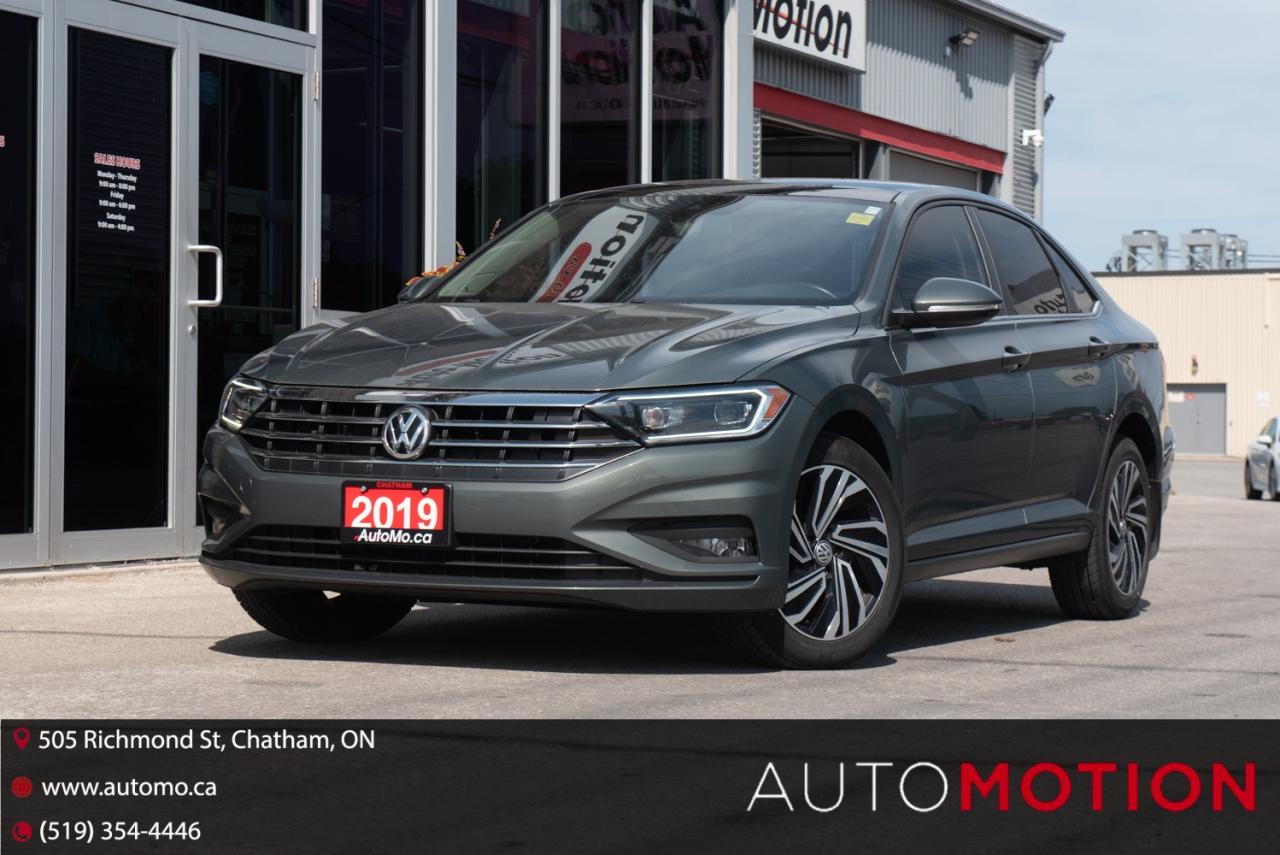 <p>Our exciting 2019 Volkswagen Jetta TSI Execline Sedan looks great in Sage Green! Powered by a TurboCharged 1.4 Litre 4 Cylinder offers 147hp connected to an 8 Speed Automatic transmission for smooth shifts. This Front Wheel Drive team helps you score approximately 5.9L/100km on the highway assuring reasons to get out and drive! Roll up in style behind the wheel of our Jetta Execline that's perfectly accented by LED lighting, a massive sunroof, and distinctive alloy wheels. Execline offers heated seating, a multi-function steering wheel, and a rearview camera. Staying connected is a breeze thanks to Beats Audio with subwoofer and Bluetooth connectivity. Add in a full-color touchscreen with available satellite radio, and Volkswagen Car-Net App-Connect. Our Volkswagen offers a 5-Star safety rating thanks to ABS, stability/traction control, reinforced safety cage construction, advanced airbags, an intelligent crash response system, adaptive cruise control, blind-spot monitoring, and more! Boasting stand-out style, efficient performance, and great amenities, our Jetta Execline is a compelling package you'll love for years to come! Save this Page and Call for Availability. We Know You Will Enjoy Your Test Drive Towards Ownership! Errors and omissions excepted Good Credit, Bad Credit, No Credit - All credit applications are 100% processed! Let us help you get your credit started or rebuilt with our experienced team of professionals. Good credit? Let us source the best rates and loan that suits you. Same day approval! No waiting! Experience the difference at Chatham's award winning Pre-Owned dealership 3 years running! All vehicles are sold certified and e-tested, unless otherwise stated. Helping people get behind the wheel since 1999! If we don't have the vehicle you are looking for, let us find it! All cars serviced through our onsite facility. Servicing all makes and models. We are proud to serve southwestern Ontario with quality vehicles for over 16 years! Can't make it in? No problem! Take advantage of our NO FEE delivery service! Chatham-Kent, Sarnia, London, Windsor, Essex, Leamington, Belle River, LaSalle, Tecumseh, Kitchener, Cambridge, waterloo, Hamilton, Oakville, Toronto and the GTA.</p>