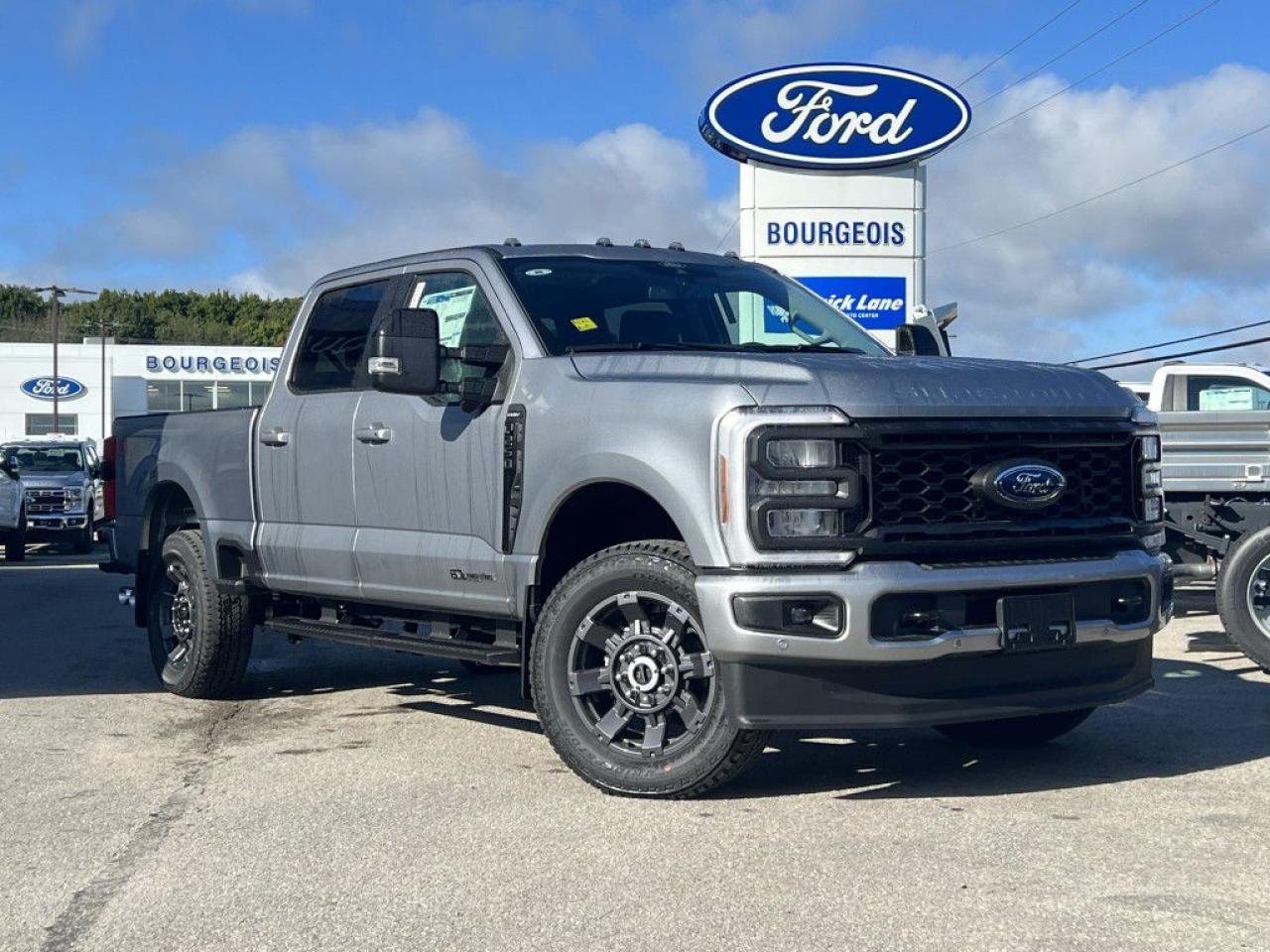 <p>Introducing the impeccable new Ford Super Duty F-250 SRW LARIAT, a sterling silver symbol of power and prestige. This LARIAT 4WD Crew Cab, with its robust 6.7L 8-cylinder engine and automatic transmission, promises not just a ride, but an adventure. Designed to conquer any terrain with its advanced 4x4 drivetrain, this truck delivers unparalleled handling and performance.</p><p>Its exterior is a testament to Ford's commitment to excellence, combining rugged durability with sleek, modern aesthetics. Inside, the cabin is a sanctuary of luxury and comfort, adorned with leather seats that offer both heating and cooling options for the front seats, and heated seats for your passengers in the rear. The heated leather steering wheel is a touch of elegance that makes driving in cold weather a pleasure, not a chore. With its spacious 6.75' box, this truck is not only a workhorse but also a statement piece.</p><p>The vehicle is equipped with cutting-edge technology designed to enhance your driving experience. Enjoy seamless connectivity with Bluetooth, smart device integration, and a Wi-Fi hotspot, keeping you connected wherever you roam. Safety is paramount, and with features like brake assist, cruise control, and keyless entry, you'll have peace of mind on every journey. The remote start feature adds a level of convenience and comfort that is unmatched.</p><p>This Ford Super Duty F-250 SRW LARIAT is perfect for the discerning buyer who values power, luxury, and advanced technology in their vehicle. It's suited for those who demand the best in performance, comfort, and safety. We invite you to contact the dealership today for more information and to discover how this remarkable truck can elevate your driving experience.</p> <p><span style=color:rgb( 58 , 80 , 95 )>The discount shown on vehicle represents the </span><u>Cash Purchase</u><span style=color:rgb( 58 , 80 , 95 )> discount and is inclusive of all non-stackable and stackable cash purchase discounts from Ford of Canada and Bourgeois Ford North and is offered in lieu of sub-vented lease or finance rates. To get details on current discounts applicable to this and other vehicles in our inventory for Lease and Finance customer, see a member of our team. All offers for lease or finance are On Approved Credit (OAC).While every effort is made to ensure the accuracy of discounts and programs, programs are subject to change without notice </span><span style=color:rgb( 119 , 119 , 119 )>and may not be accurate or completely current. While every reasonable effort is made to ensure the accuracy of this data, we are not responsible for any errors or omissions contained on these pages.</span></p> <p><strong>Financing Your Next Vehicle with Bourgeois Motors Ford in Midland:</strong></p><p>At Bourgeois Motors Ford, we make financing your next vehicle simple and stress-free! Our team works with trusted lenders to find flexible options tailored to your budget. Drive away with confidenceapply today!</p><p>Take advantage of our online pre-qualification tool, backed by Equifax and TD Bank to find the payment that works for you. Simply <a href=https://www.bourgeoismotors.com/free-credit-check/ rel=nofollow><strong>CLICK HERE</strong></a><strong> </strong>to use our secure online credit tool with no impact to your credit.</p>