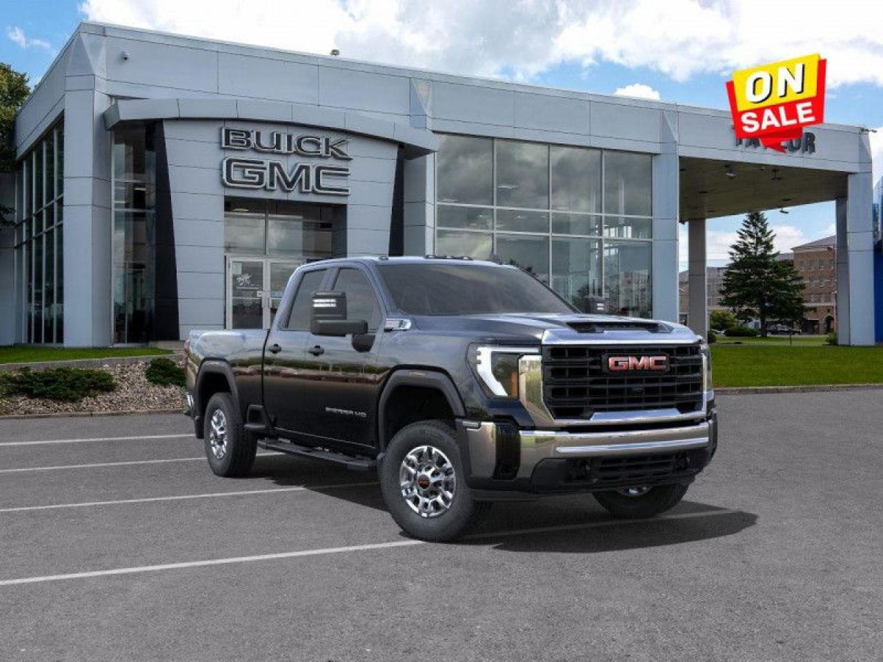 Trailering Package,  Apple CarPlay,  Android Auto,  Front Pedestrian Braking,  Lane Departure Warning!    Take on the most arduous of tasks with this incredibly potent 2025 GMC 2500HD.  This 2025 GMC 2500HD is highly configurable work truck that can haul a colossal amount of weight thanks to its potent drivetrain. This truck also offers amazing interior features that nestle occupants in comfort and luxury, with a great selection of tech features. For heavy-duty activities and even long-haul trips, the 2500HD is all the truck youll ever need.  This void blk Extended Cab 4X4 pickup   has an automatic transmission and is powered by a  401HP 6.6L 8 Cylinder Engine.  Our Sierra 2500HDs trim level is Pro. This Sierra 2500HD Pro comes ready to work with plenty of useful features including a heavy-duty locking differential, signature LED lighting, a 7 inch touchscreen infotainment system with Apple CarPlay and Android Auto, a CornerStep rear bumper, cargo tie downs hooks and easy to clean rubber floors. Additionally, this truck also comes with a locking tailgate, a rear vision camera, StabiliTrak, cruise control, air conditioning, power windows, power locks, teen driver technology and a trailering package with hitch guidance. This vehicle has been upgraded with the following features: Trailering Package,  Apple Carplay,  Android Auto,  Front Pedestrian Braking,  Lane Departure Warning,  Air Conditioning,  Rear Camera.  To apply right now for financing use this link : https://www.taylorautomall.com/finance/apply-for-financing/  See dealer for details.  HST, licensing, and Federal luxury tax (if applicable) are extra.  Come by and check out our fleet of 70+ used cars and trucks and 150+ new cars and trucks for sale in Kingston.  o~o