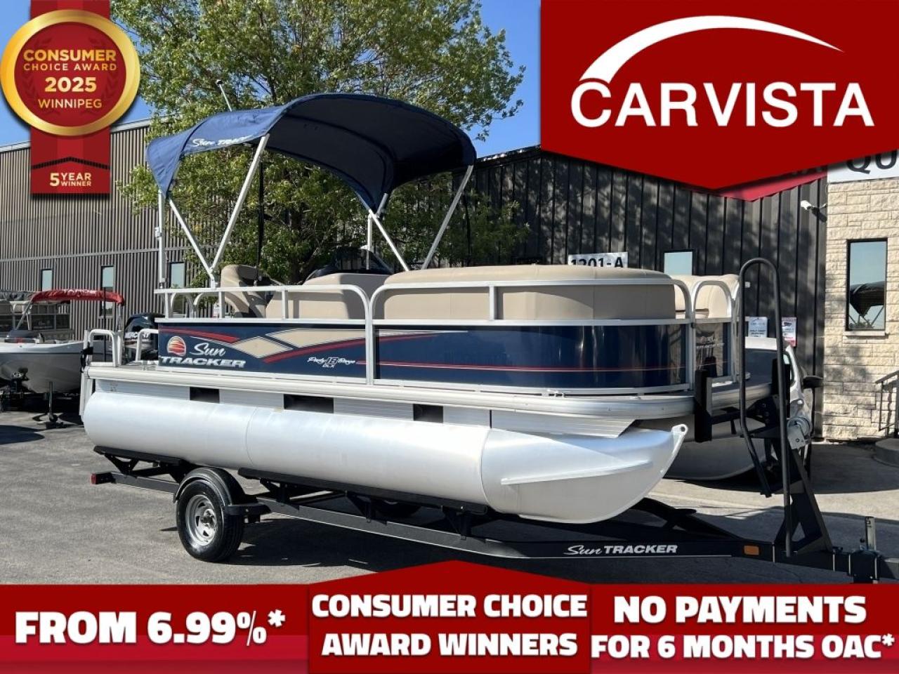 Used 2019 Suntracker PartyBarge 60HP WITH 47 HOURS - INCLUDES TRAILER for sale in Winnipeg, MB