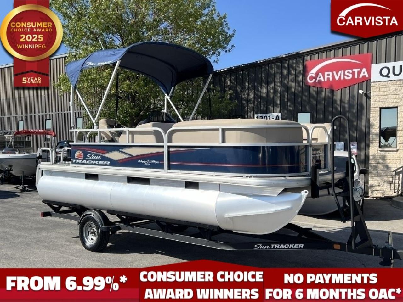 Used 2019 Suntracker PartyBarge 60HP WITH 47 HOURS - INCLUDES TRAILER for sale in Winnipeg, MB