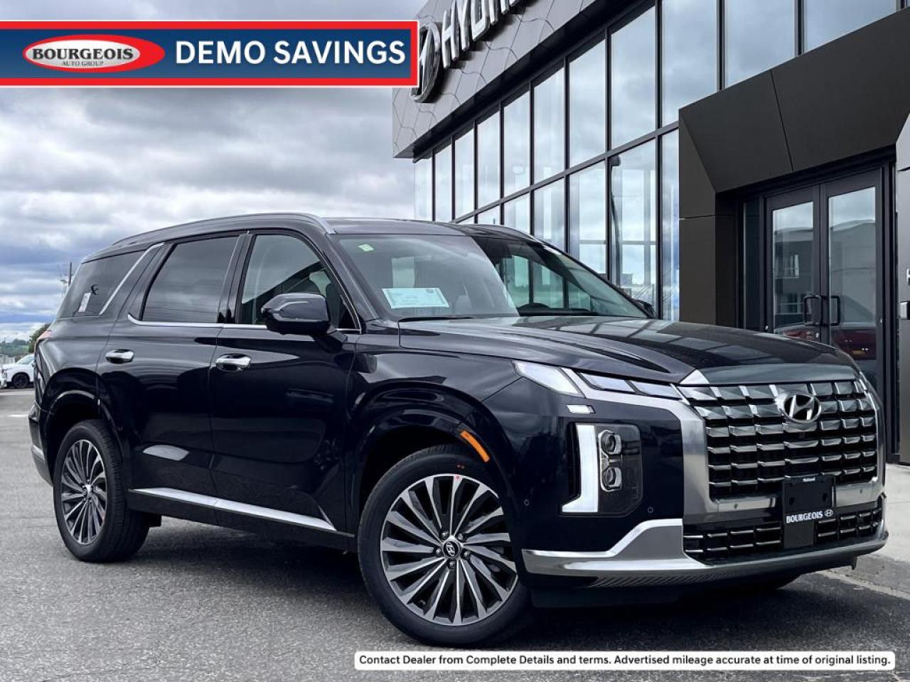 <p>Introducing the brand-new Hyundai Palisade Ultimate Calligraphy 7-Passenger AWD, in a stunning blue exterior that perfectly complements its sophisticated black interior. This vehicle offers an unparalleled driving experience with its advanced AWD system, ensuring smooth and responsive handling on any terrain. The robust 3.8L 6-cylinder engine, producing an impressive 291 horsepower at 6000 RPM, promises both power and efficiency for every journey.</p><p>The Palisade Ultimate Calligraphy doesnt just lead in performance; it redefines luxury and style. From the striking blue exterior that catches every eye to the elegant black interior fitted with leather seats and a leather steering wheel, every detail is designed for premium comfort and appeal. Its sleek body type is not just visually appealing but also practical for any SUV lover. With features like a sunroof/moonroof, alloy wheels, and a host of other options including air conditioning, automatic parking, and a backup camera, this SUV blends functionality with elegance effortlessly.</p><p>Technology enthusiasts will be thrilled with the Hyundai Palisade Ultimate Calligraphys cutting-edge tech features. It boasts a full suite of driver assistance technologies, including lane assist, adaptive cruise control, and a backup camera, ensuring your drive is not only comfortable but safe. Entertainment and connectivity are seamlessly integrated with Bluetooth connection, satellite radio, navigation system, and smart device integration, all designed to keep you and your passengers engaged and informed. The heads-up display and power-adjustable seats add that extra layer of luxury and convenience that discerning buyers will appreciate.</p><p>This vehicle is ideally suited for the discerning buyer looking for a blend of luxury, technology, and unmatched performance in an SUV package. With only 15 km on the odometer, this brand-new Hyundai Palisade Ultimate Calligraphy awaits its first owner, promising an unrivaled driving experience. We encourage those who demand excellence and innovation to contact the dealership today for more information and to discover how the Hyundai Palisade can elevate your driving experience.</p> <p>Experience exceptional value with Bourgeois Midland Hyundai's executive demos. These are like-new vehicles with low mileage, premium features, and significant savings. Drive away with confidence, backed by the balance of factory warranties and our commitment to quality. Its a great way to own a new Hyundai.</p> <p><strong>Financing Your Next Vehicle with Bourgeois Midland Hyundai:</strong></p><p>At Bourgeois Midland Hyundai, we make financing your next vehicle simple and stress-free! Our team works with trusted lenders to find flexible options tailored to your budget. Drive away with confidenceapply today!</p><p>Take advantage of our online pre-qualification tool, backed by Equifax and TD Bank to find the payment that works for you. Simply <a href=https://www.bourgeoishyundai.com/pre-qualify-for-financing/ rel=nofollow><strong>CLICK HERE</strong></a> to use our secure online credit tool with no impact to your credit. </p> <p><strong>Why Choose Bourgeois Midland Hyundai and the Bourgeois Auto Group?</strong></p><p>For over 75 years, Bourgeois Auto Group has been delivering exceptional automotive experiences. Our factor trained teams work to ensure you receive the shopping experience you deserve; whether you're looking for a new or new-to-you vehicle. </p><p>Shop 24/7 with our online showroom and chat service, ensuring convenience every step of the way. No hidden fees, full disclosure, and every pre-owned vehicle comes with a Carfax® report for peace of mind.</p><p>We offer a wide selection of pre-owned vehicles, all competitively priced using real-time market data. Get the best deal on your purchase and trade-in with our free Live Market Analysis report.</p><p>Looking to sell your car? We buy any make or modelno purchase required. Our simple to use online trade valuation tool will provide you with a clear, transparent selling experience whether you buy our car or not. </p><p>Backed by hundreds dedicated employees across 4 convenient locations, were here to meet all your automotive needs. Visit us in Midland and explore our inventory or schedule your next service today.</p>