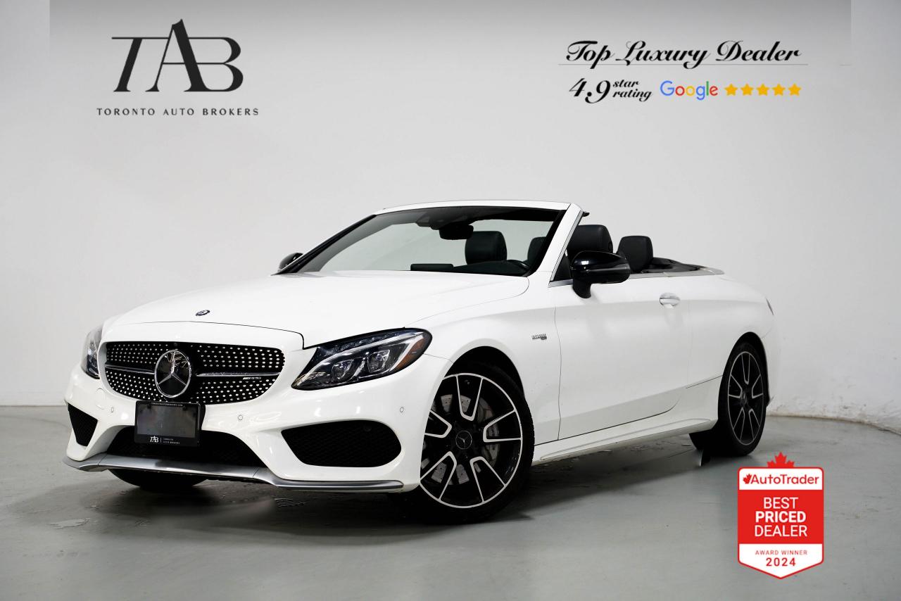 The 2017 Mercedes-Benz C 43 AMG Cabriolet is a Local Ontario Vehicle with Clean Carfax report. It blends luxury, performance, and open-top driving excitement. Powered by a 3.0L V6 Biturbo engine, this sporty cabriolet delivers impressive acceleration and handling, enhanced by AMG performance tuning. Perfect for those seeking an exhilarating drive with the wind in their hair.

Key Features Includes:

-3.0L V6 Biturbo engine
-AMG-tuned 9-speed automatic transmission
-4MATIC all-wheel drive
-AMG performance exhaust system
-Cabriolet soft top
-Intelligent Drive package $2700
-Premium Package $4900
-AMG Drivers package $1850
-Black Leather $1990
-Climate control front seat $1200
-360 Camera $590 
-Adaptive Highbeam Assist 
-Dynamic Select drive modes
-Leather sport seats with red stitching
-Heated front seats
-Burmester surround sound system
-COMAND infotainment with navigation
-Dual-zone automatic climate control
-AMG twin spoke wheels 19"  $500

NOW OFFERING 3 MONTH DEFERRED FINANCING PAYMENTS ON APPROVED CREDIT.

 Looking for a top-rated pre-owned luxury car dealership in the GTA? Look no further than Toronto Auto Brokers (TAB)! Were proud to have won multiple awards, including the 2024 AutoTrader Best Priced Dealer, 2024 CBRB Dealer Award, the Canadian Choice Award 2024, the 2024 BNS Award, the 2024 Three Best Rated Dealer Award, and many more!

With 30 years of experience serving the Greater Toronto Area, TAB is a respected and trusted name in the pre-owned luxury car industry. Our 30,000 sq.Ft indoor showroom is home to a wide range of luxury vehicles from top brands like BMW, Mercedes-Benz, Audi, Porsche, Land Rover, Jaguar, Aston Martin, Bentley, Maserati, and more. And we dont just serve the GTA, were proud to offer our services to all cities in Canada, including Vancouver, Montreal, Calgary, Edmonton, Winnipeg, Saskatchewan, Halifax, and more.

At TAB, were committed to providing a no-pressure environment and honest work ethics. As a family-owned and operated business, we treat every customer like family and ensure that every interaction is a positive one. Come experience the TAB Lifestyle at its truest form, luxury car buying has never been more enjoyable and exciting!

We offer a variety of services to make your purchase experience as easy and stress-free as possible. From competitive and simple financing and leasing options to extended warranties, aftermarket services, and full history reports on every vehicle, we have everything you need to make an informed decision. We welcome every trade, even if youre just looking to sell your car without buying, and when it comes to financing or leasing, we offer same day approvals, with access to over 50 lenders, including all of the banks in Canada. Feel free to check out your own Equifax credit score without affecting your credit score, simply click on the Equifax tab above and see if you qualify.

So if youre looking for a luxury pre-owned car dealership in Toronto, look no further than TAB! We proudly serve the GTA, including Toronto, Etobicoke, Woodbridge, North York, York Region, Vaughan, Thornhill, Richmond Hill, Mississauga, Scarborough, Markham, Oshawa, Peteborough, Hamilton, Newmarket, Orangeville, Aurora, Brantford, Barrie, Kitchener, Niagara Falls, Oakville, Cambridge, Kitchener, Waterloo, Guelph, London, Windsor, Orillia, Pickering, Ajax, Whitby, Durham, Cobourg, Belleville, Kingston, Ottawa, Montreal, Vancouver, Winnipeg, Calgary, Edmonton, Regina, Halifax, and more.

Call us today or visit our website to learn more about our inventory and services. And remember, all prices exclude applicable taxes and licensing, and vehicles can be certified at an additional cost of $799.