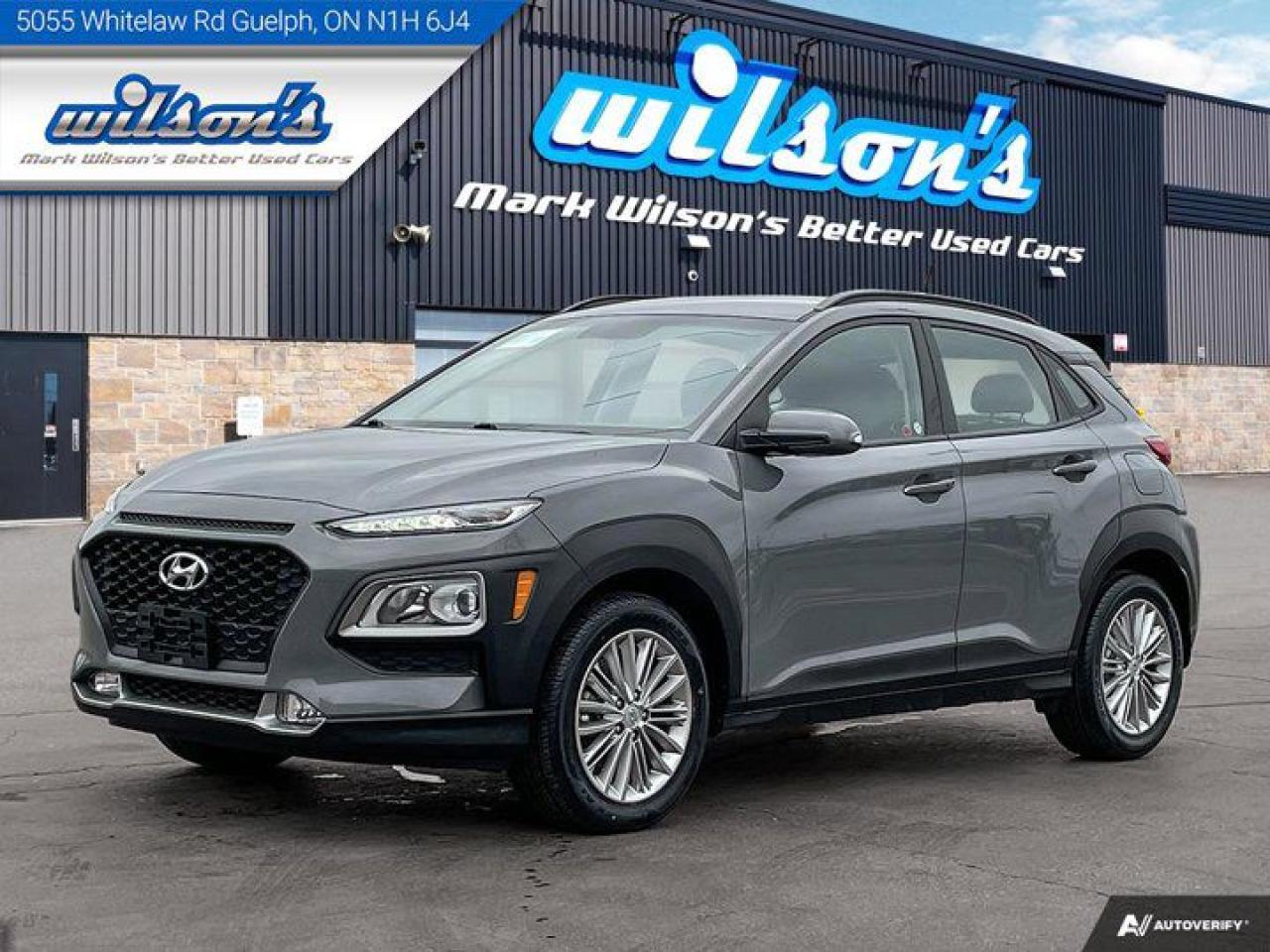 Check out this certified 2021 Hyundai Kona Preferred AWD, Heated Steering + Seats, CarPlay + Android, Rear Camera, BSM, Alloy Wheels and more!. Its Automatic transmission and 2.0 L engine will keep you going. This Hyundai Kona has the following options: Reverse Camera, Heated Steering Wheel, Air Conditioning, Heated Seats, Tilt Steering Wheel, Steering Radio Controls, Power Windows, Power Locks, Traction Control, and Power Mirrors. Test drive this vehicle at Mark Wilsons Better Used Cars, 5055 Whitelaw Road, Guelph, ON N1H 6J4.60+ years of World Class Service!450+ Live Market Priced VEHICLES! ONE MASSIVE LOCATION!Free Local Delivery Available!FINANCING! - Better than bank rates! 6 Months No Payments available on approved credit OAC. Zero Down Available. We have expert licensed credit specialists to secure the best possible rate for you and keep you on budget ! We are your financing broker, let us do all the leg work on your behalf! Click the RED Apply for Financing button to the right to get started or drop in today!BAD CREDIT APPROVED HERE! - You dont need perfect credit to get a vehicle loan at Mark Wilsons Better Used Cars! We have a dedicated licensed team of credit rebuilding experts on hand to help you get the car of your dreams!WE LOVE TRADE-INS! - Top dollar trade-in values!SELL us your car even if you dont buy ours! HISTORY: Free Carfax report included.Certification included! No shady fees for safety!EXTENDED WARRANTY: Available30 DAY WARRANTY INCLUDED: 30 Days, or 3,000 km (mechanical items only). No Claim Limit (abuse not covered)5 Day Exchange Privilege! *(Some conditions apply)CASH PRICES SHOWN: Excluding HST and Licensing Fees.2019 - 2024 vehicles may be daily rentals. Please inquire with your Salesperson.