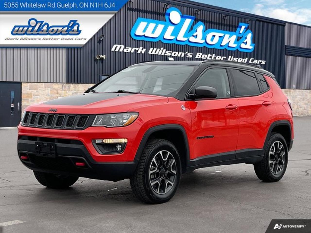 Used 2019 Jeep Compass Trailhawk 4WD, Leather, Panoramic Sunroof, Heated Steering + Seats, CarPlay + Android, Remote Start for sale in Guelph, ON