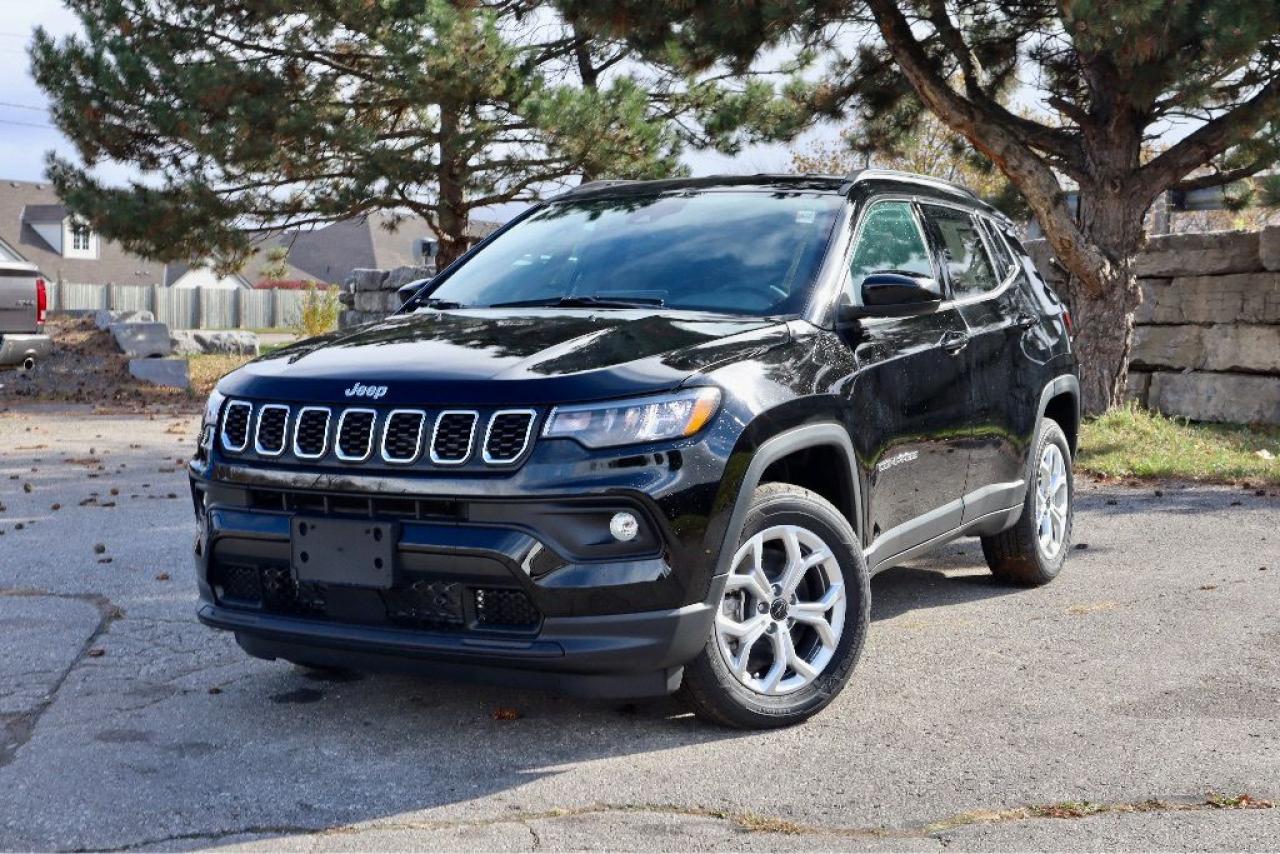 The right choice for all your adventures, our New 2025 Jeep Compass North 4X4 can put you on the path to elevated driving in Diamond Black Crystal Pearl! Motivated by a TurboCharged 2.0 Litre 4 Cylinder offering 200hp paired to an 8 Speed Automatic transmission for exploring life with an energetic attitude. This Four Wheel Drive SUV also showcases trail-friendly traction with Selec-Terrain and Jeep Active Drive, and it sees nearly 8.8L/100km on the highway. Rugged yet refined, our Compass appeals to demanding owners with LED lighting, fog lamps, black roof rails, gloss-black mirror caps, and bold alloy wheels.  You are going to love our North cabin, which offers a comfortable setting for seeking adventure with heated premium-cloth seats, an easy-fold second row, a heated leather steering wheel, dual-zone automatic climate control, remote start, keyless access, and pushbutton ignition. Smart infotainment resources can help you connect with a 10.1-inch touchscreen, 7-inch driver display, wireless Android Auto®/Apple CarPlay®, WiFi compatibility, voice recognition, Bluetooth®, and six-speaker audio.  Jeep engineered this machine for safer travel, helping boost your peace of mind with a rearview camera, adaptive cruise control, automatic braking, active lane management, hill-start assist, forward collision warning, a driver attention monitor, and more. Fun to own, our Compass North is a first-rate choice for keeping on the move! Save this Page and Call for Availability. We Know You Will Enjoy Your Test Drive Towards Ownership!