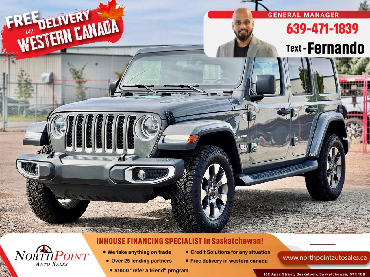 Used 2019 Jeep Wrangler Unlimited Sahara for sale in Saskatoon, SK