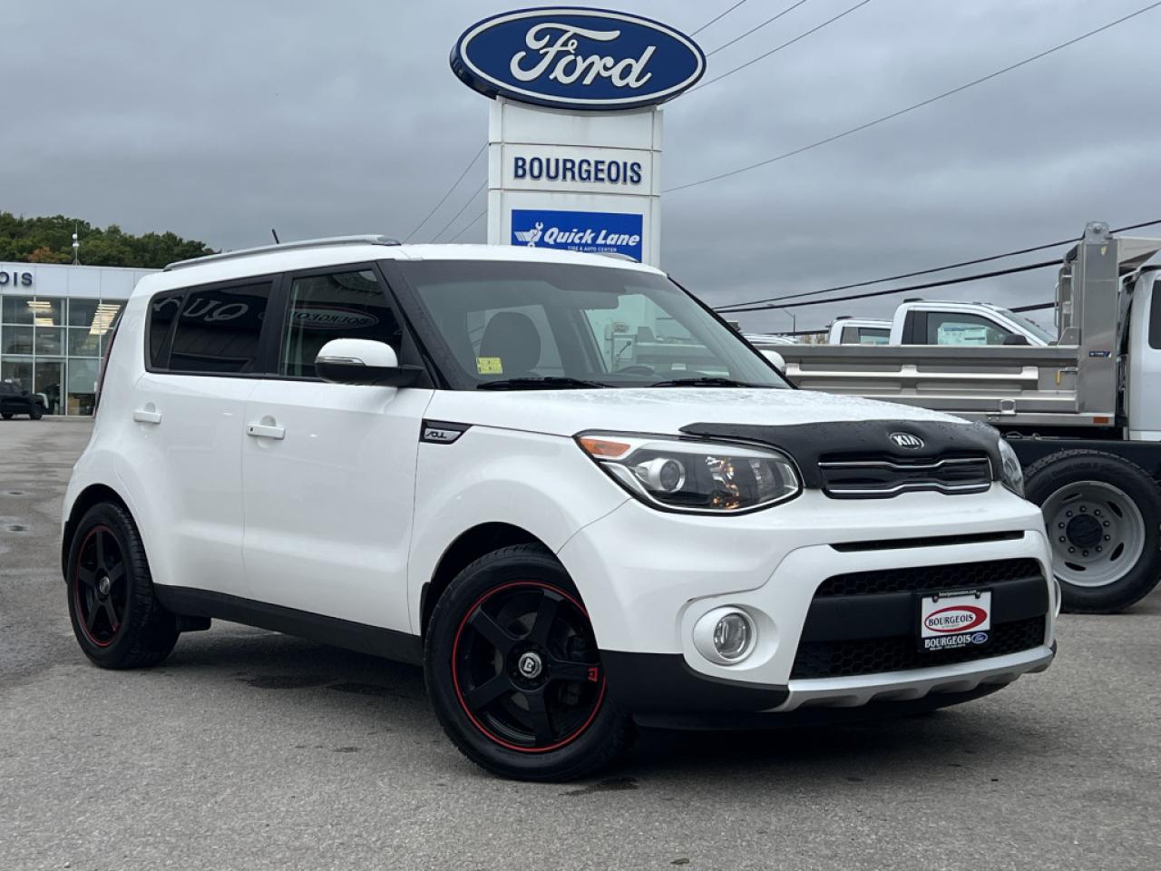 <b>Bluetooth,  Rear View Camera,  Heated Seats,  SiriusXM,  Aluminum Wheels!</b><br> <br>  Compare at $15445 - Our Price is just $14995! <br> <br>   The 2017 Kia Soul has the versatility and style thats as unique as you are. This  2017 Kia Soul is for sale today in Midland. <br> <br>The 2017 Souls eye-catching exterior now has an interior to match. From luxurious soft-touch materials throughout to tailored headrests and LED mood lighting, the Souls richly appointed interior stands out from the crowd. With the 2017 Kia Souls tiny parking footprint, its very easy to maneuver in tight spaces, yet it still offers impressive interior space thanks to the boxy design. Adults fit comfortably in the back seat, which isnt always the case with most other vehicles this size. This  SUV has 92,265 kms. Its  white in colour  . It has a 6 speed automatic transmission and is powered by a  161HP 2.0L 4 Cylinder Engine.  It may have some remaining factory warranty, please check with dealer for details. <br> <br> Our Souls trim level is EX. Upgrade to this Soul EX for some nice extra features and a great value. It comes with Bluetooth, an AM/FM CD player with SiriusXM, an aux jack, and a USB port, a leather-wrapped steering wheel with audio control, air conditioning, cruise control, three selective drive modes, a rearview camera, heated front seats, aluminum wheels, fog lights, and more. This vehicle has been upgraded with the following features: Bluetooth,  Rear View Camera,  Heated Seats,  Siriusxm,  Aluminum Wheels,  Fog Lights. <br> <br>To apply right now for financing use this link : <a href=https://www.bourgeoismotors.com/credit-application/ target=_blank>https://www.bourgeoismotors.com/credit-application/</a><br><br> <br/><br>At Bourgeois Motors Ford in Midland, Ontario, we proudly present the regions most expansive selection of used vehicles, ensuring youll find the perfect ride in our shared inventory. With a network of dealers serving Midland and Parry Sound, your ideal vehicle is within reach. Experience a stress-free shopping journey with our family-owned and operated dealership, where your needs come first. For over 78 years, weve been committed to serving Midland, Parry Sound, and nearby communities, building trust and providing reliable, quality vehicles. Discover unmatched value, exceptional service, and a legacy of excellence at Bourgeois Motors Fordwhere your satisfaction is our priority.Please note that our inventory is shared between our locations. To avoid disappointment and to ensure that were ready for your arrival, please contact us to ensure your vehicle of interest is waiting for you at your preferred location. <br> Come by and check out our fleet of 70+ used cars and trucks and 180+ new cars and trucks for sale in Midland.  o~o