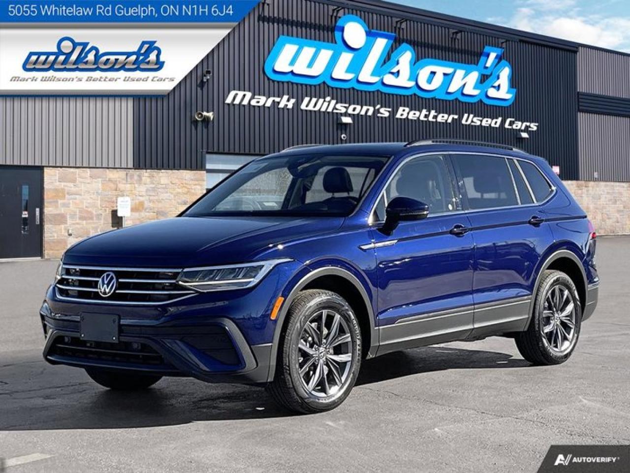 Come see this certified 2022 Volkswagen Tiguan Comfortline AWD, Leatherette, Sunroof, Adaptive Cruise, Heated Seats, CarPlay + Android, Rear Camera. Its Automatic transmission and 2.0 L engine will keep you going. This Volkswagen Tiguan has the following options: Sunroof, Reverse Camera, Leather, Air Conditioning, Adaptive Cruise Control, Heated Seats, Tilt Steering Wheel, Steering Radio Controls, Power Windows, and Power Locks. See it for yourself at Mark Wilsons Better Used Cars, 5055 Whitelaw Road, Guelph, ON N1H 6J4.60+ years of World Class Service!450+ Live Market Priced VEHICLES! ONE MASSIVE LOCATION!Free Local Delivery Available!FINANCING! - Better than bank rates! 6 Months No Payments available on approved credit OAC. Zero Down Available. We have expert licensed credit specialists to secure the best possible rate for you and keep you on budget ! We are your financing broker, let us do all the leg work on your behalf! Click the RED Apply for Financing button to the right to get started or drop in today!BAD CREDIT APPROVED HERE! - You dont need perfect credit to get a vehicle loan at Mark Wilsons Better Used Cars! We have a dedicated licensed team of credit rebuilding experts on hand to help you get the car of your dreams!WE LOVE TRADE-INS! - Top dollar trade-in values!SELL us your car even if you dont buy ours! HISTORY: Free Carfax report included.Certification included! No shady fees for safety!EXTENDED WARRANTY: Available30 DAY WARRANTY INCLUDED: 30 Days, or 3,000 km (mechanical items only). No Claim Limit (abuse not covered)5 Day Exchange Privilege! *(Some conditions apply)CASH PRICES SHOWN: Excluding HST and Licensing Fees.2019 - 2024 vehicles may be daily rentals. Please inquire with your Salesperson.