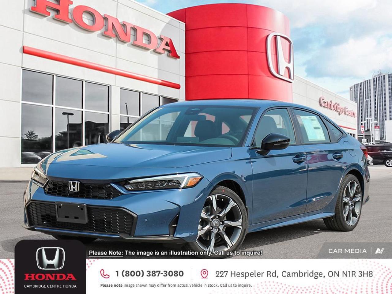 <p><strong>When it comes to cutting-edge technology and exceptional performance, the 2025 Civic Hybrid Sport Touring takes the lead. This remarkable vehicle is packed with features designed to elevate your driving experience.</strong></p>

<p><strong>Power and Efficiency at Your Fingertips:</strong> Under the hood, youll find a 2.0-litre, 16-valve, Direct Injection, DOHC, 4-cylinder engine. The gas engine is complemented by two electric motors combining together to deliver up to 200 horsepower and 232 lb.-ft of torque.</p>

<p><strong>Navigation Made Effortless:</strong> Stay on the right track with the 9-inch colour touchscreen Display Audio System featuring the Honda Satellite-Linked Navigation System (GPS) with bilingual Voice Recognition. Never lose your way again, and always arrive at your destination with confidence.</p>

<p><strong>Stay Connected On the Go:</strong> Stay connected to what matters most with HandsFreeLink-Bilingual Bluetooth® wireless mobile phone interface, SMS text message/E-mail function, Bluetooth® Streaming Audio, two USB-C device connectors, and Wi-Fi tethering. Keep the world at your fingertips while on the move.</p>

<p><strong>Seamless Smartphone Integration:</strong> Experience the ease of wireless Apple CarPlay (Apple Auto) and Android Auto (Android Play) connectivity. Your smartphones key content is seamlessly displayed, allowing you to stay connected without distraction. Experience the convenience of Amazon Alexa and Google Automotive Built-In.</p>

<p><strong>Premium Audio Experience:</strong> Crank up the volume and immerse yourself in the premium sound of the BOSE® premium sound system with 12 speakers, including a subwoofer. Enjoy your favourite tunes like never before.</p>

<p><strong>Efficiency Meets Innovation:</strong> The idle stop feature automatically stops and restarts the engine to maximize fuel economy, adapting to environmental and vehicle conditions.</p>

<p><strong>Luxurious Comfort: </strong>Heated front and rear leather-trimmed seating surfaces keep you warm on any day. With an 8-way power adjustable drivers seat and 4-way power adjustable passengers seat, youll find the perfect seating position for every drive.</p>

<p><strong>Enhanced Safety:</strong> Experience the latest in safety innovation with Honda Sensing technologies (safety technology). Adaptive Cruise Control, Forward Collision Warning, Collision Mitigation Braking, Lane Departure Warning, Lane Keeping Assist, Road Departure Mitigation, and Blind Spot Information (BSI) system are all designed to make your drive safer.</p>

<p><strong>Stylish Exterior: </strong>The Civic Sport Touring boasts bold 18-inch aluminum-alloy wheels that perfectly complement its exterior design. Auto-on/off LED headlights and mirror-integrated LED turn signal indicators ensure visibility and safety on the road.</p>

<p><strong>Smart Features for Modern Living:</strong> With a remote engine starter and a proximity key entry system with pushbutton (push button) start, your journey begins effortlessly.</p>

<p><em><strong><span style=color:#ff0000>Premium paint charge of $300 is not included on all colours/models.</span> </strong></em></p>

<p>Experience the Difference at Cambridge Centre Honda! Why Test Drive Here? You choose: drive with a sales person or on your own, extended overnight and at home test drives available. Why Purchase Here? VIP Coupon Booklet: up to $1000 in service & other savings, FREE Ontario-Wide Delivery. Cambridge Centre Honda proudly serves customers from Cambridge, Kitchener, Waterloo, Brantford, Hamilton, Waterford, Brant, Woodstock, Paris, Branchton, Preston, Hespeler, Galt, Puslinch, Morriston, Roseville, Plattsville, New Hamburg, Baden, Tavistock, Stratford, Wellesley, St. Clements, St. Jacobs, Elmira, Breslau, Guelph, Fergus, Elora, Rockwood, Halton Hills, Georgetown, Milton and all across Ontario!</p>