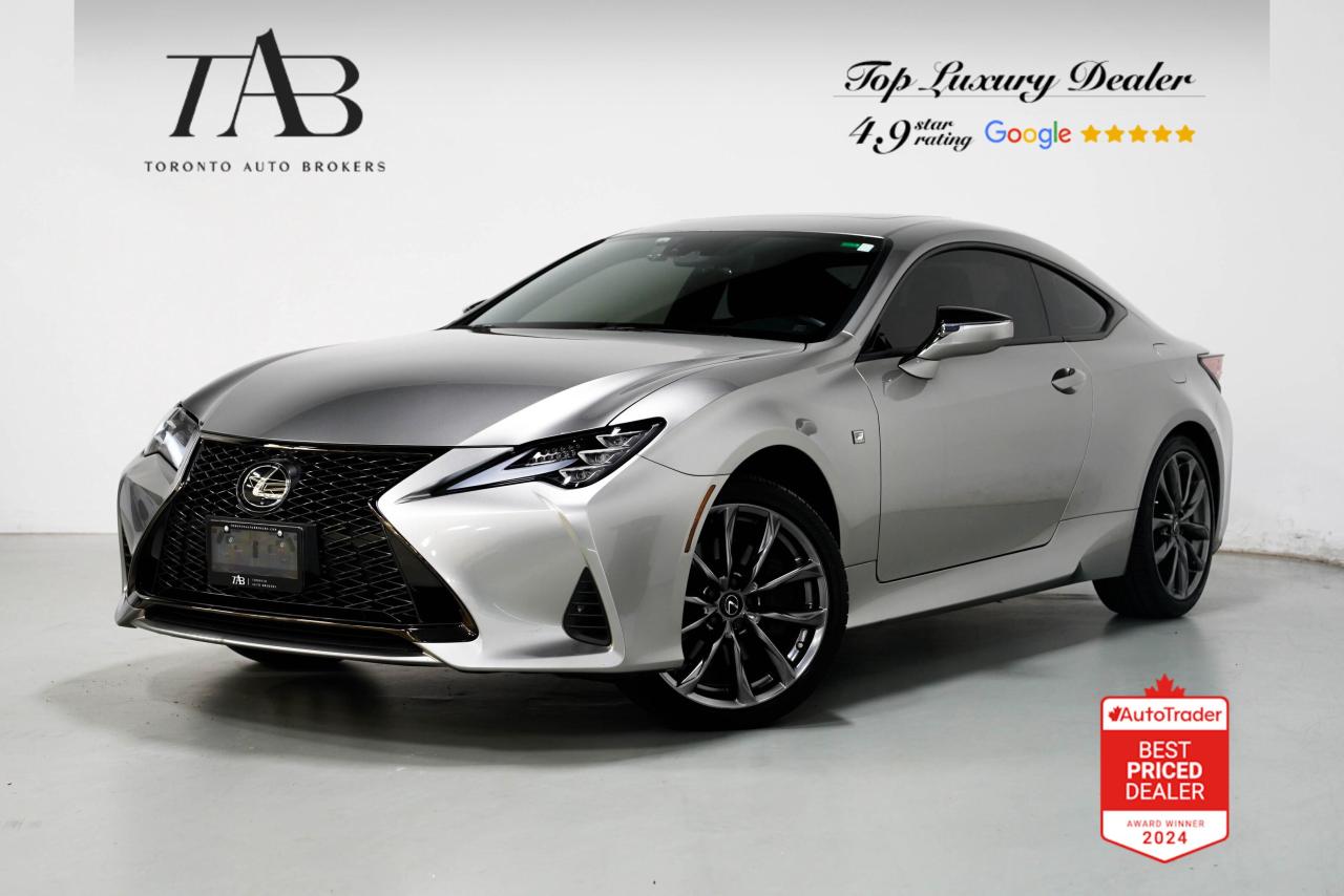 This 2022 Lexus RC 300 F SPORT is a 1- Owner Local Ontario vehicle with Clean Carfax Report with remaining warranty until March 2nd, 2026 or 80,000kms. It combines aggressive styling with refined performance. With a 3.5L V6 engine and F SPORT-tuned suspension, it delivers a dynamic driving experience. The red leather interior and distinctive F SPORT exterior touches enhance its sporty appeal, while advanced technology and safety features ensure both comfort and peace of mind. Perfect for those seeking a luxurious and performance-focused coupe, the RC 300 F SPORT exudes confidence on every drive..

Key Features Includes:

-3.5L V6 engine
-F SPORT 
-Adaptive Variable Suspension (AVS)
-19-inch F SPORT wheels
-F SPORT mesh grille and exterior styling
-Red leather interior with F SPORT bolstered seats
-10.3-inch display with navigation
-Lexus Safety System+ with Pre-Collision System
-Heated and ventilated front seats
-Power sunroof
-Premium surround sound 

NOW OFFERING 3 MONTH DEFERRED FINANCING PAYMENTS ON APPROVED CREDIT.

Looking for a top-rated pre-owned luxury car dealership in the GTA? Look no further than Toronto Auto Brokers (TAB)! Were proud to have won multiple awards, including the 2024 AutoTrader Best Priced Dealer, 2024 CBRB Dealer Award, the Canadian Choice Award 2024, the 2024 BNS Award, the 2024 Three Best Rated Dealer Award, and many more!

With 30 years of experience serving the Greater Toronto Area, TAB is a respected and trusted name in the pre-owned luxury car industry. Our 30,000 sq.Ft indoor showroom is home to a wide range of luxury vehicles from top brands like BMW, Mercedes-Benz, Audi, Porsche, Land Rover, Jaguar, Aston Martin, Bentley, Maserati, and more. And we dont just serve the GTA, were proud to offer our services to all cities in Canada, including Vancouver, Montreal, Calgary, Edmonton, Winnipeg, Saskatchewan, Halifax, and more.

At TAB, were committed to providing a no-pressure environment and honest work ethics. As a family-owned and operated business, we treat every customer like family and ensure that every interaction is a positive one. Come experience the TAB Lifestyle at its truest form, luxury car buying has never been more enjoyable and exciting!

We offer a variety of services to make your purchase experience as easy and stress-free as possible. From competitive and simple financing and leasing options to extended warranties, aftermarket services, and full history reports on every vehicle, we have everything you need to make an informed decision. We welcome every trade, even if youre just looking to sell your car without buying, and when it comes to financing or leasing, we offer same day approvals, with access to over 50 lenders, including all of the banks in Canada. Feel free to check out your own Equifax credit score without affecting your credit score, simply click on the Equifax tab above and see if you qualify.

So if youre looking for a luxury pre-owned car dealership in Toronto, look no further than TAB! We proudly serve the GTA, including Toronto, Etobicoke, Woodbridge, North York, York Region, Vaughan, Thornhill, Richmond Hill, Mississauga, Scarborough, Markham, Oshawa, Peteborough, Hamilton, Newmarket, Orangeville, Aurora, Brantford, Barrie, Kitchener, Niagara Falls, Oakville, Cambridge, Kitchener, Waterloo, Guelph, London, Windsor, Orillia, Pickering, Ajax, Whitby, Durham, Cobourg, Belleville, Kingston, Ottawa, Montreal, Vancouver, Winnipeg, Calgary, Edmonton, Regina, Halifax, and more.

Call us today or visit our website to learn more about our inventory and services. And remember, all prices exclude applicable taxes and licensing, and vehicles can be certified at an additional cost of $799.