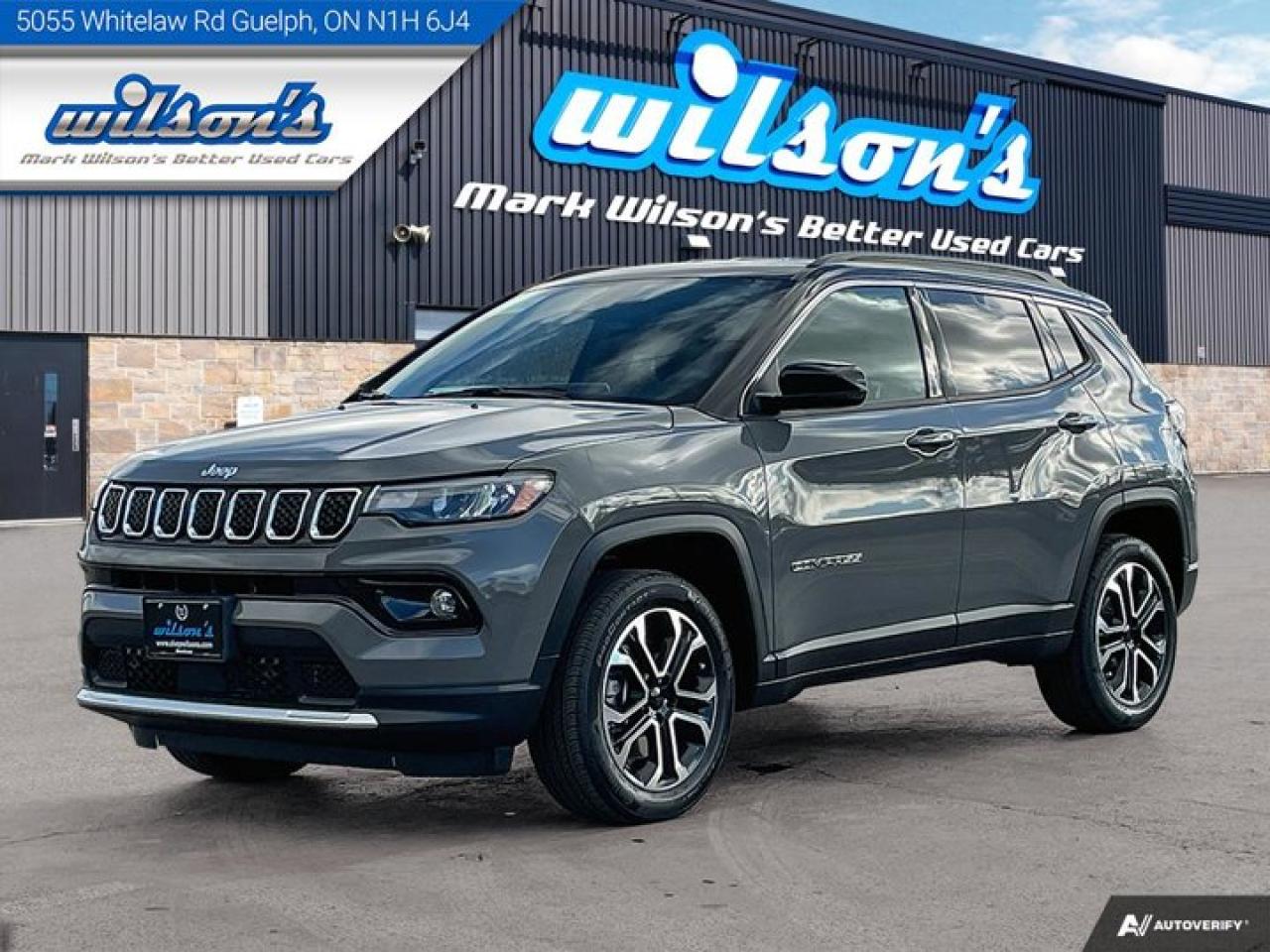 Used 2023 Jeep Compass Limited 4x4, Leather, Heated Seats + Steering, Remote Start, Carplay + Android, Reverse Cam & more!! for sale in Guelph, ON