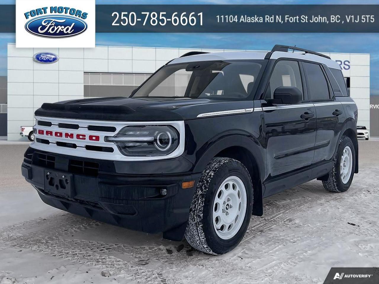 <p>Get ready to conquer any terrain in style with the brand new 2024 Ford Bronco Sport Heritage, available now at Fort Motors. This rugged and refined SUV boasts a striking Shadow Black exterior that turns heads wherever you go. Step inside and be greeted by the sophisticated Navy Pier-Heritage interior, featuring premium cloth upholstery for ultimate comfort.</p>
<p>The Bronco Sport Heritage is packed with features designed to enhance your driving experience.  Under the hood, youll find a powerful 1.5L EcoBoost engine paired with an 8-speed automatic transmission, delivering a smooth and exhilarating ride.  Enjoy the open air with the power moonroof, and stay connected with the convenience of a wireless charging pad.  The Ford Co-Pilot360 Assist+ suite of advanced safety features provides peace of mind on every journey.</p>
<p>Here are five features that make the Bronco Sport Heritage truly stand out:</p>
<ul>
<li><strong>Shadow Black Exterior:</strong>  Turn heads with a bold and sophisticated look.</li>
<li><strong>Navy Pier-Heritage Interior:</strong>  Experience premium comfort and style.</li>
<li><strong>1.5L EcoBoost Engine:</strong>  Enjoy powerful performance and efficiency.</li>
<li><strong>Power Moonroof:</strong>  Let the sunshine in and enjoy the open air.</li>
<li><strong>Ford Co-Pilot360 Assist+:</strong>  Drive with confidence knowing you have advanced safety features at your fingertips.</li>
</ul>
<p>Visit Fort Motors today to experience the 2024 Ford Bronco Sport Heritage for yourself.</p>
<p><em>Powered by AutoIntelligence™ AI</em></p>
