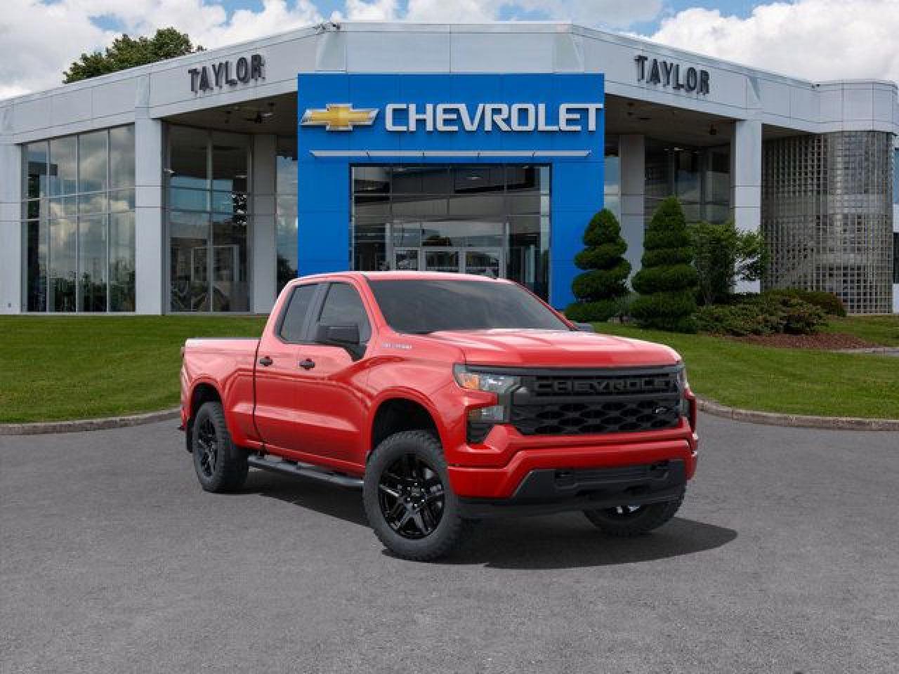 <b>Trailering Package,  Aluminum Wheels,  Remote Start,  Automatic Emergency Braking,  Lane Keep Assist!</b><br> <br>   With a bold profile and distinctive stance, this 2025 Silverado turns heads and makes a statement on the jobsite, out in town or wherever life leads you. <br> <br>This 2025 Chevrolet Silverado 1500 stands out in the midsize pickup truck segment, with bold proportions that create a commanding stance on and off road. Next level comfort and technology is paired with its outstanding performance and capability. Inside, the Silverado 1500 supports you through rough terrain with expertly designed seats and robust suspension. This amazing 2025 Silverado 1500 is ready for whatever.<br> <br> This red hot Extended Cab 4X4 pickup   has an automatic transmission and is powered by a  310HP 2.7L 4 Cylinder Engine.<br> <br> Our Silverado 1500s trim level is Custom. Standard features include a trailering package, remote start, aluminum wheels, hitch guidance, a power locking EZ lift tailgate, and a  7-inch infotainment display with Apple CarPlay and Android Auto. Safety features also include lane keep assist with lane departure warning, following distance indication, forward collision alert, and automatic emergency braking with front pedestrian braking. This vehicle has been upgraded with the following features: Trailering Package,  Aluminum Wheels,  Remote Start,  Automatic Emergency Braking,  Lane Keep Assist,  Lane Departure Warning,  Forward Collision Alert. <br><br> <br>To apply right now for financing use this link : <a href=https://www.taylorautomall.com/finance/apply-for-financing/ target=_blank>https://www.taylorautomall.com/finance/apply-for-financing/</a><br><br> <br/> See dealer for details. <br> <br>HST, licensing, and Federal luxury tax (if applicable) are extra. <br><br> Come by and check out our fleet of 70+ used cars and trucks and 160+ new cars and trucks for sale in Kingston.  o~o